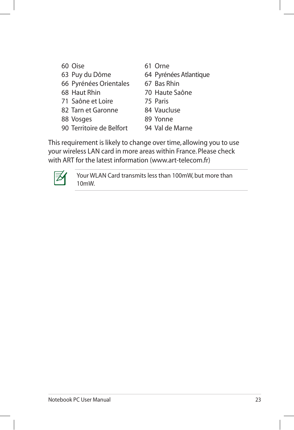 Asus X77JQ User Manual | Page 23 / 28