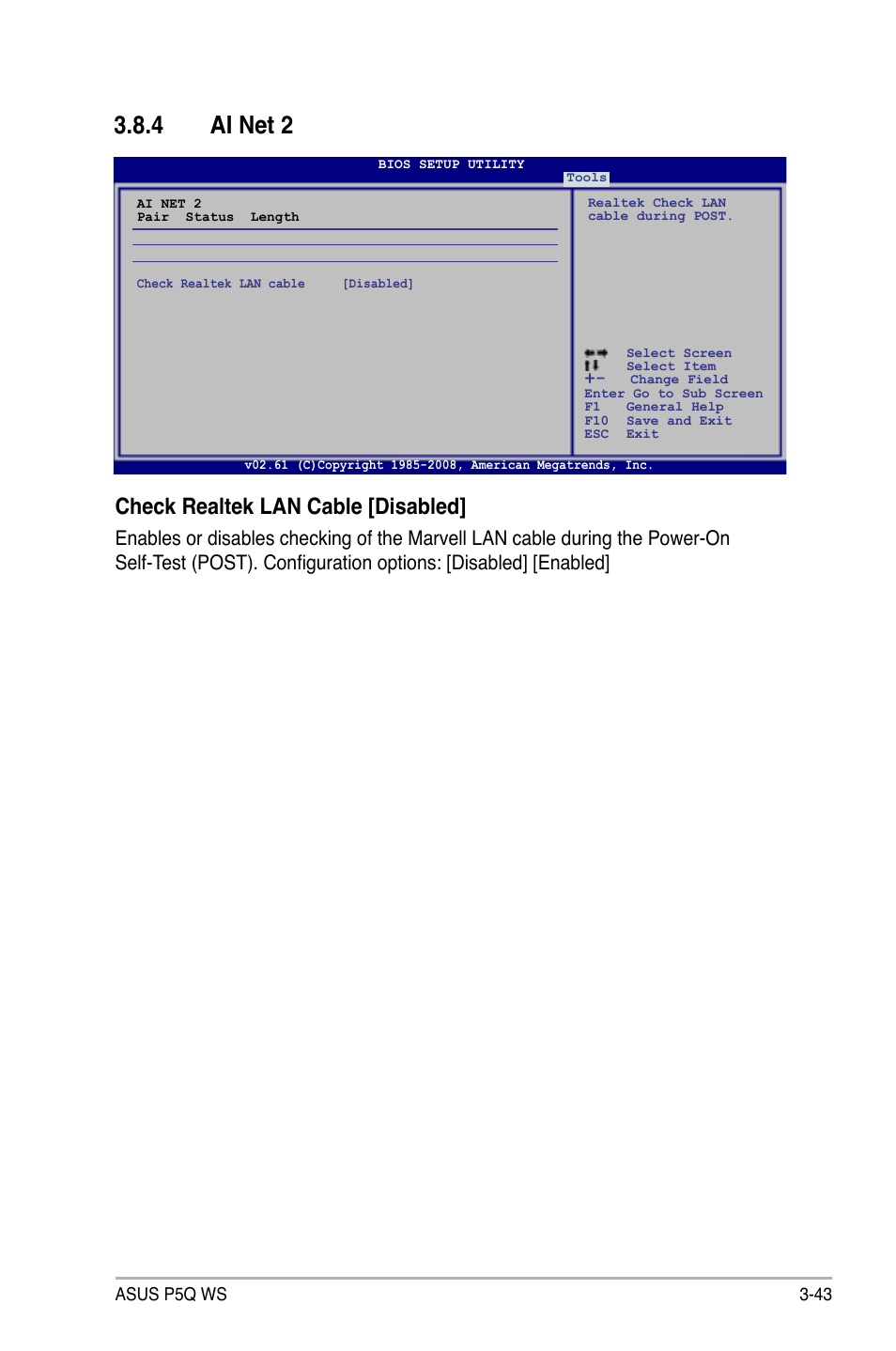 4 ai net 2, Ai net 2 -43, Check realtek lan cable [disabled | Asus P5Q WS User Manual | Page 111 / 176