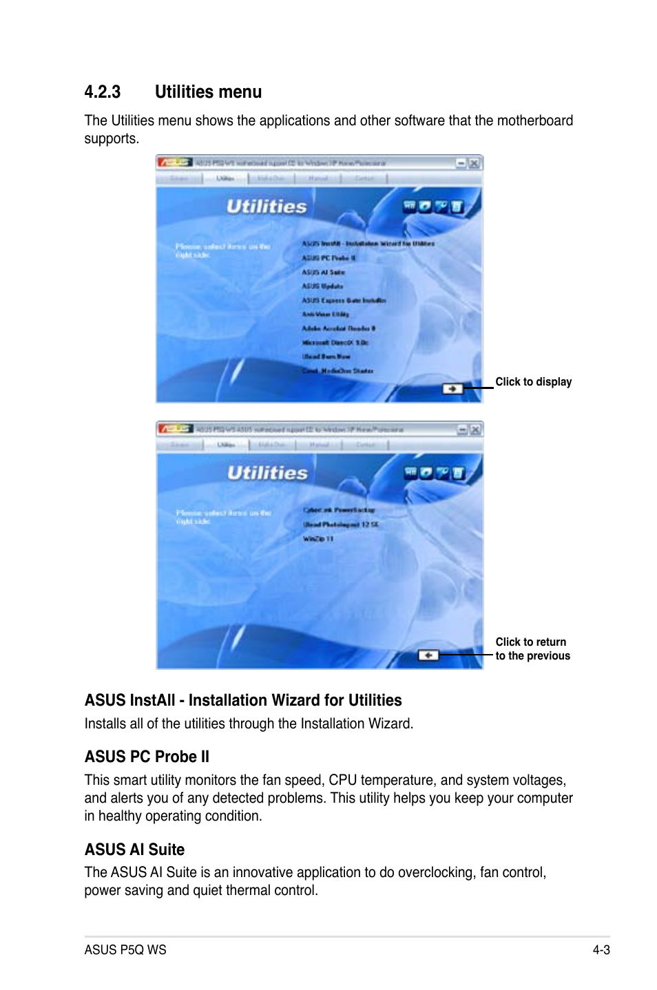 3 utilities menu, Utilities menu -3 | Asus P5Q WS User Manual | Page 117 / 176