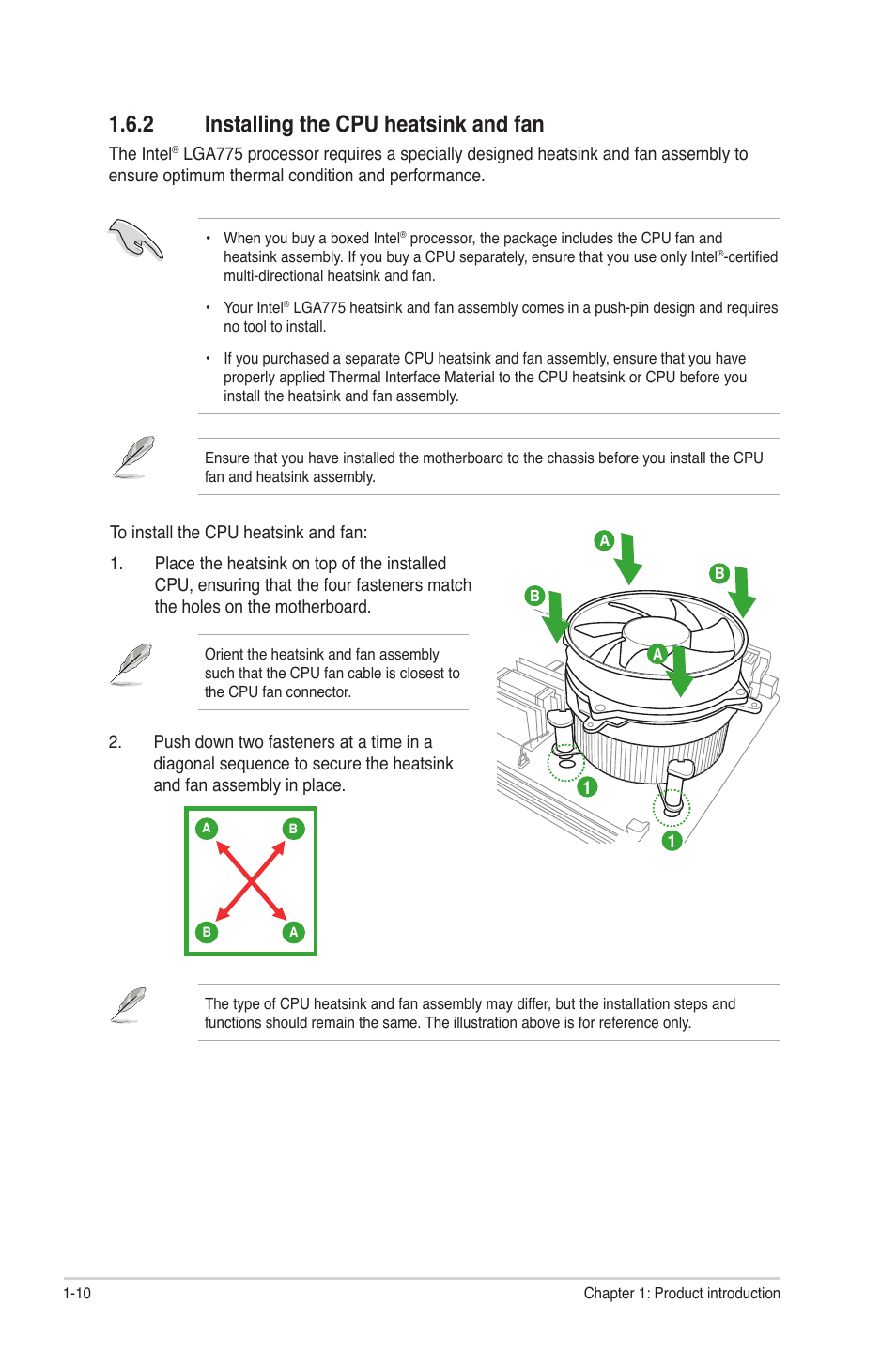2 installing the cpu heatsink and fan, Installing the cpu heatsink and fan -10 | Asus P5P41D User Manual | Page 20 / 58