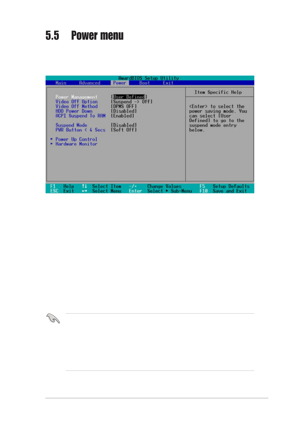 5 power menu | Asus DiGiMatrix User Manual | Page 139 / 158