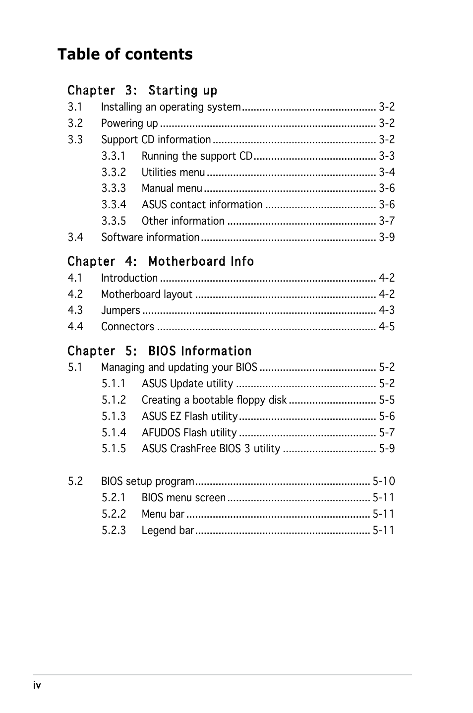 Asus V3-P5G33 User Manual | Page 4 / 106