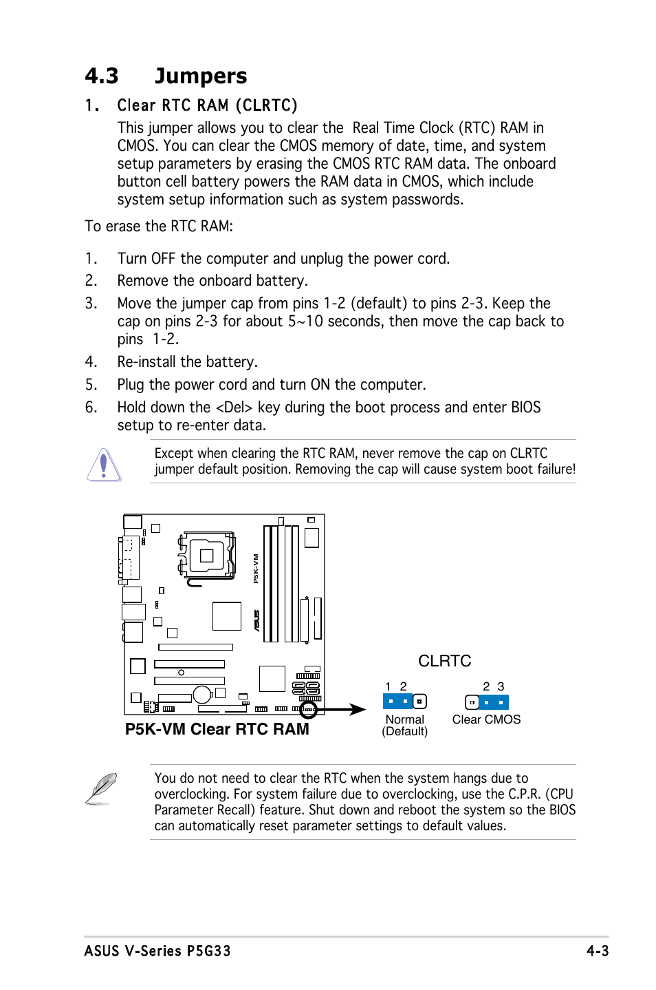 3 jumpers | Asus V3-P5G33 User Manual | Page 59 / 106