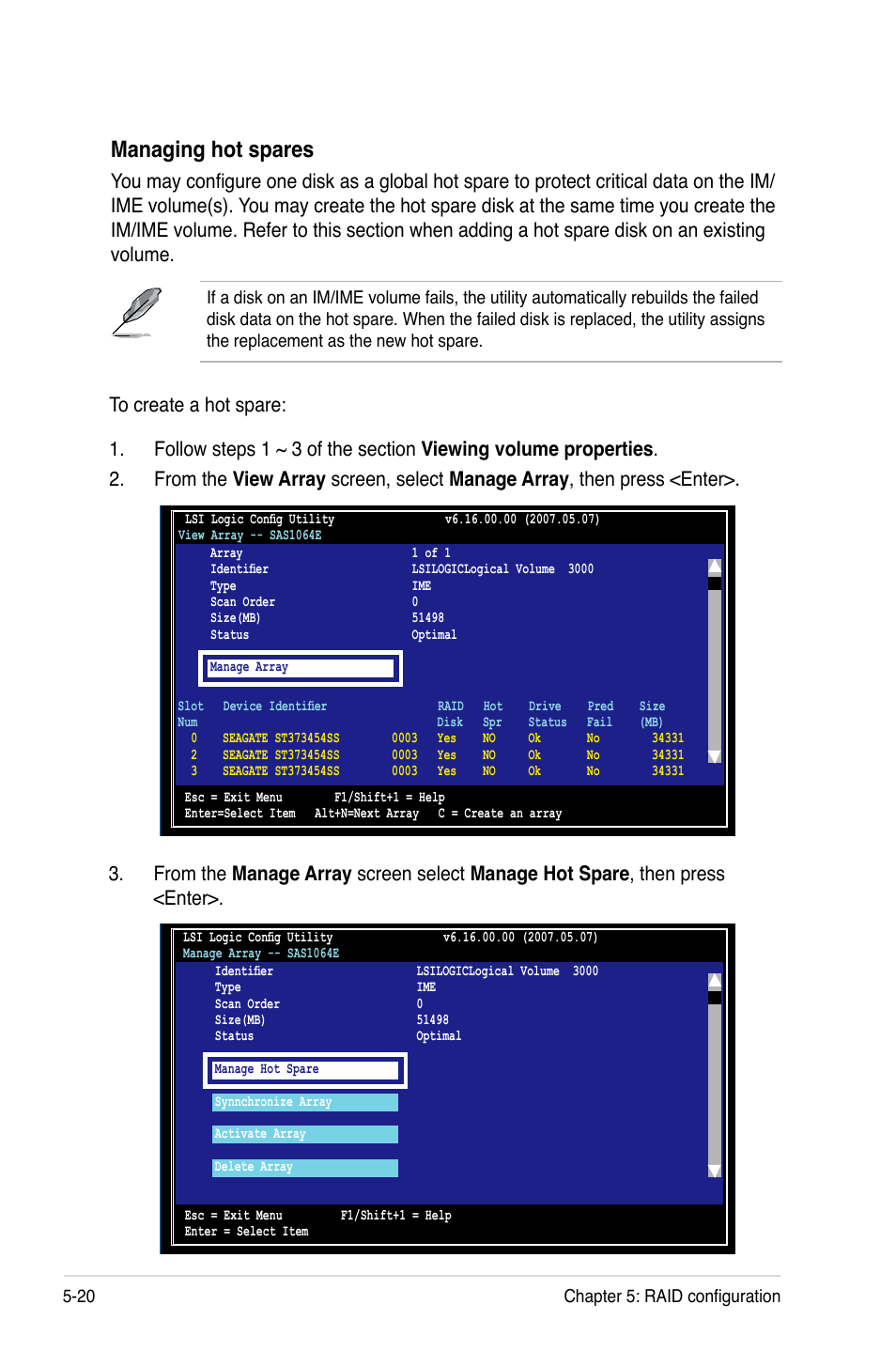 Managing hot spares | Asus KFSN4-DRE/SAS User Manual | Page 114 / 144