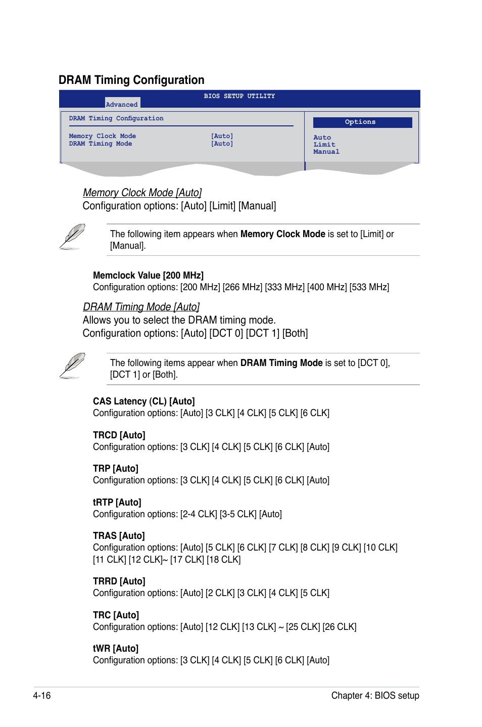 Dram timing configuration | Asus KFSN4-DRE/SAS User Manual | Page 74 / 144