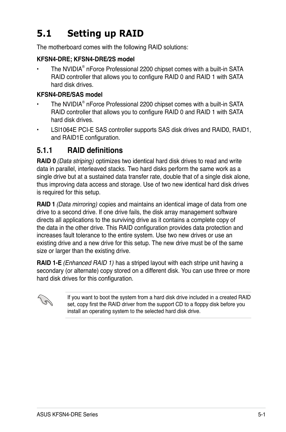 1 setting up raid, 1 raid definitions | Asus KFSN4-DRE/SAS User Manual | Page 95 / 144