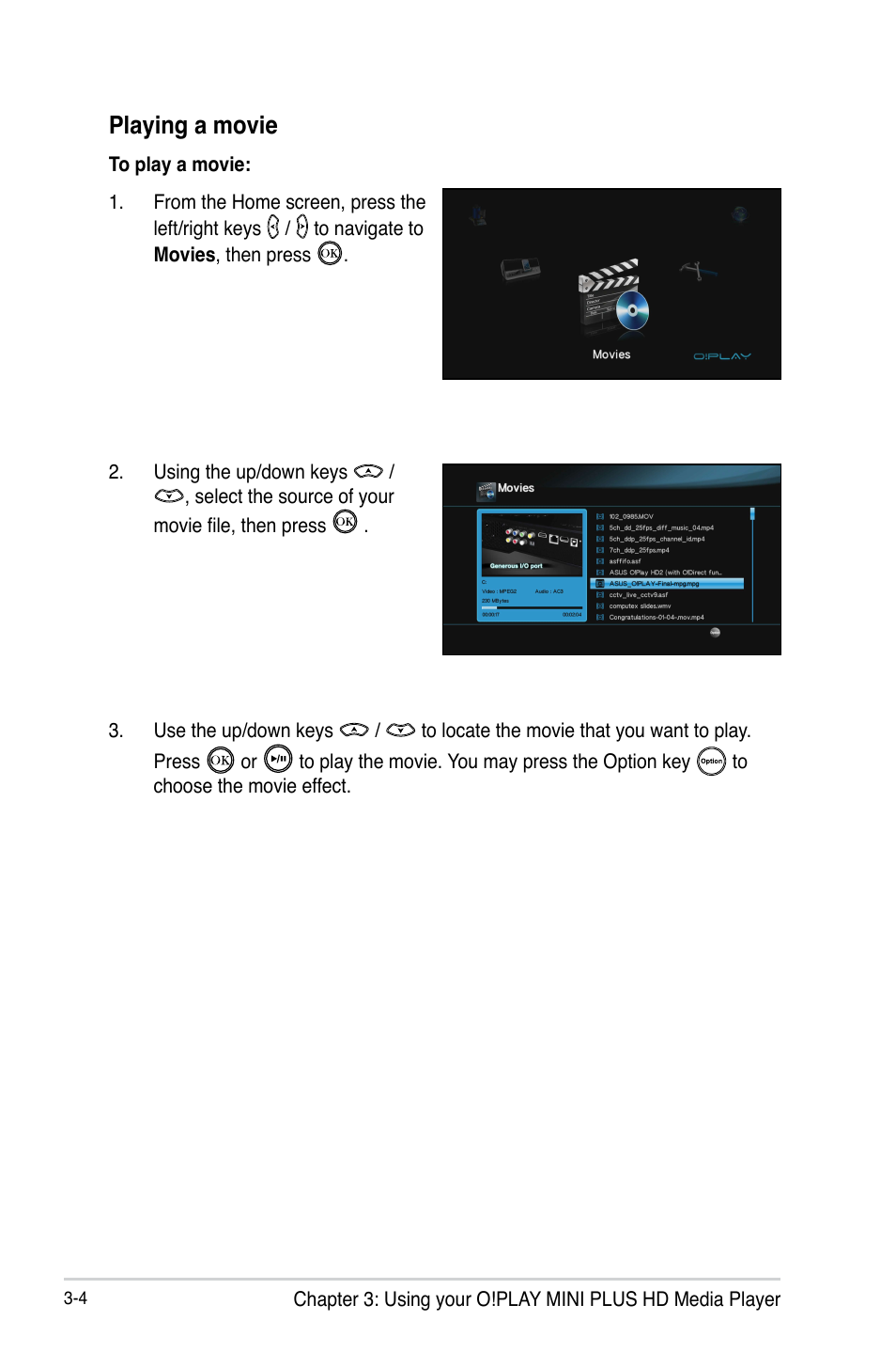 Playing a movie, Playing a movie -4 | Asus O!Play Mini Plus User Manual | Page 42 / 70