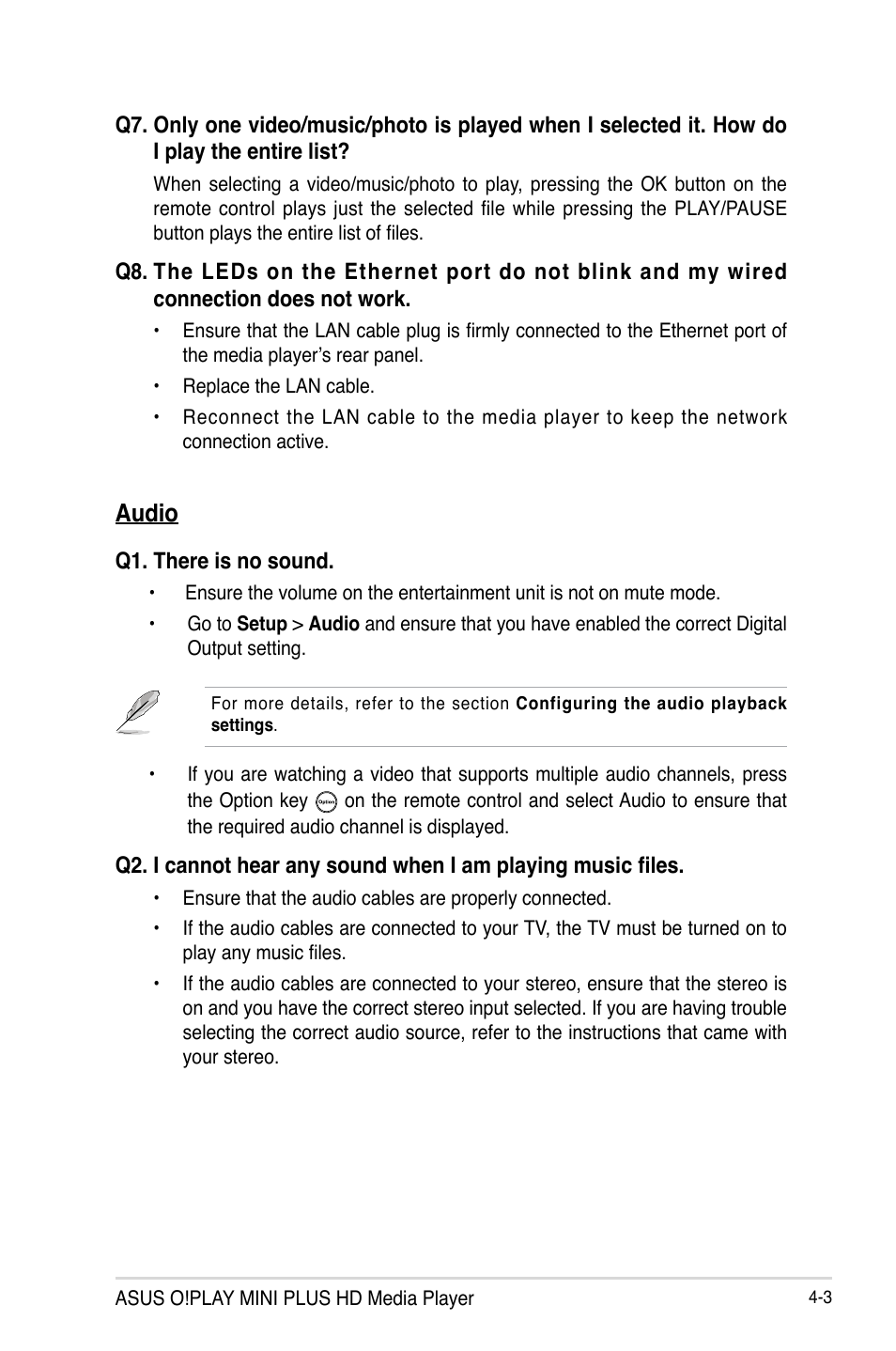 Audio, Audio -3 | Asus O!Play Mini Plus User Manual | Page 57 / 70