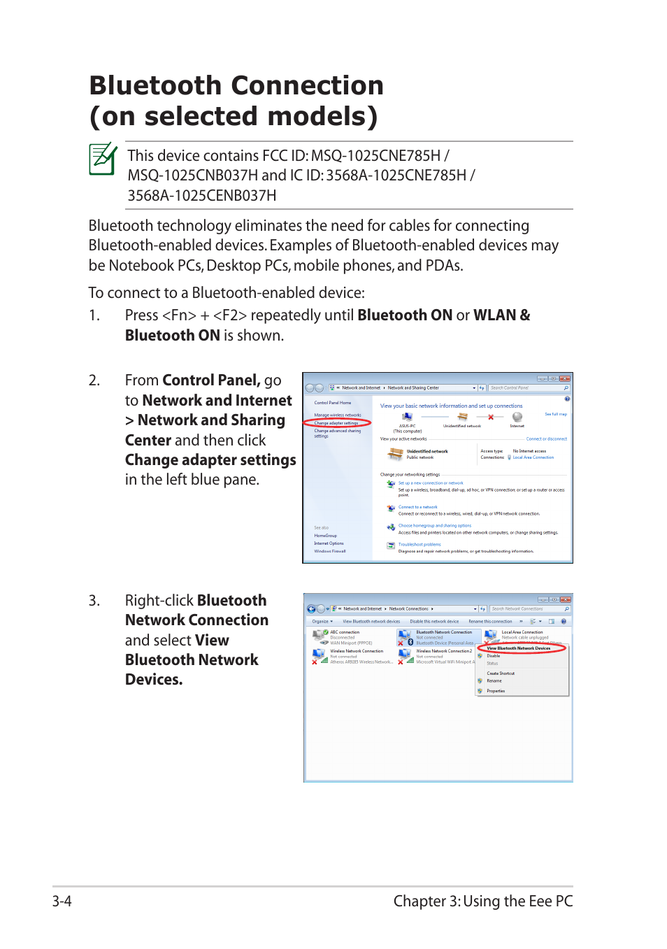Bluetooth connection (on selected models), Bluetooth connection (on selected models) -4 | Asus Eee PC R052C User Manual | Page 34 / 60
