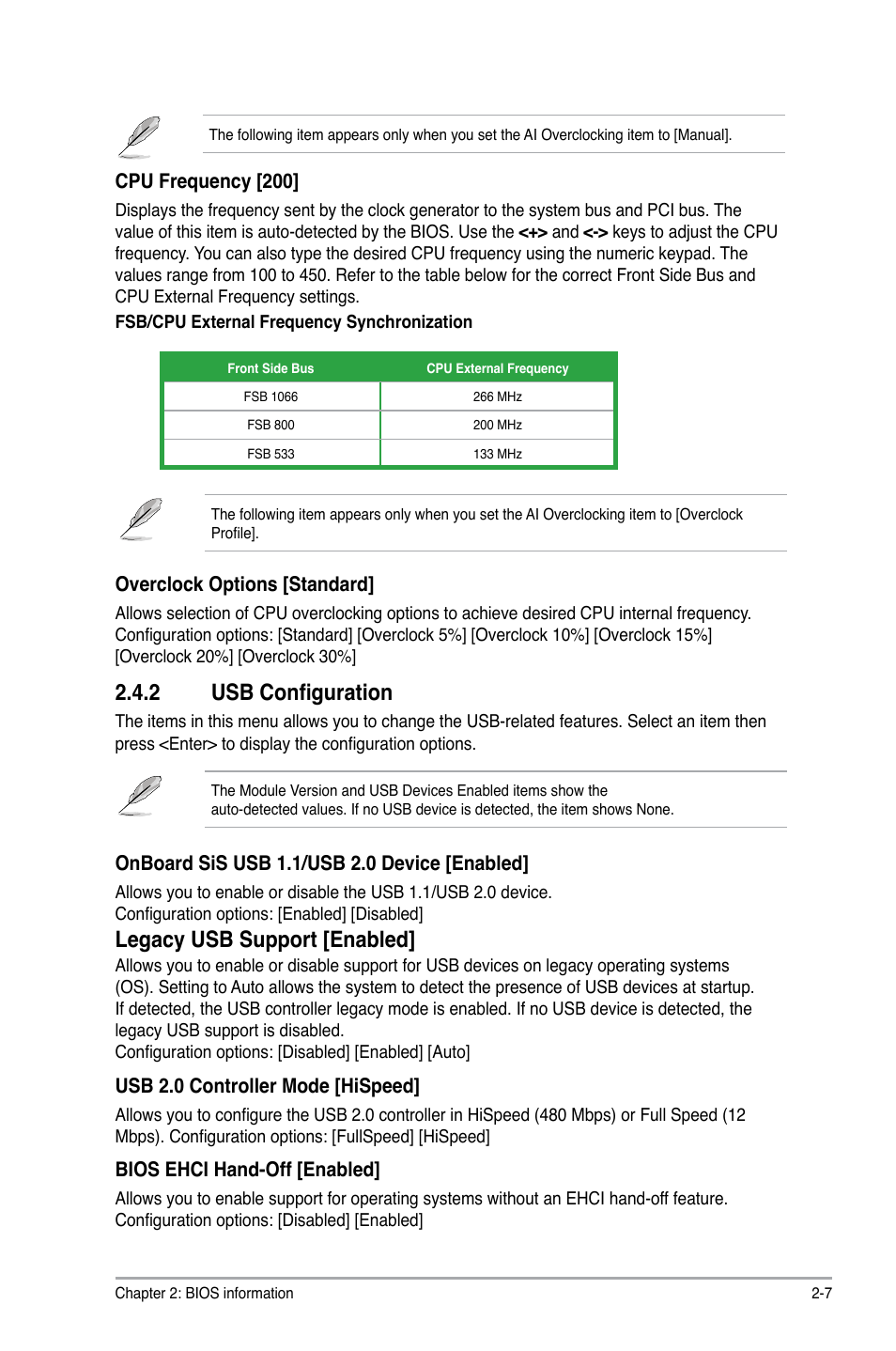 2 usb configuration, Usb configuration -7, Legacy usb support [enabled | Asus P5SD2-A User Manual | Page 32 / 40