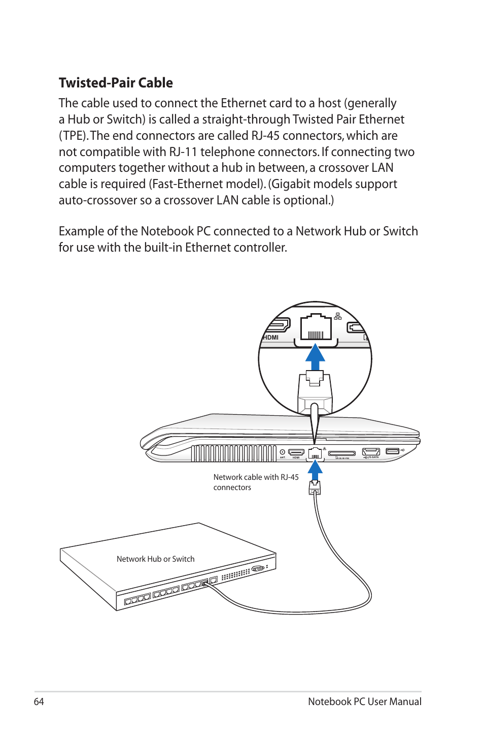 Twisted-pair cable | Asus PRO5MJN User Manual | Page 64 / 114