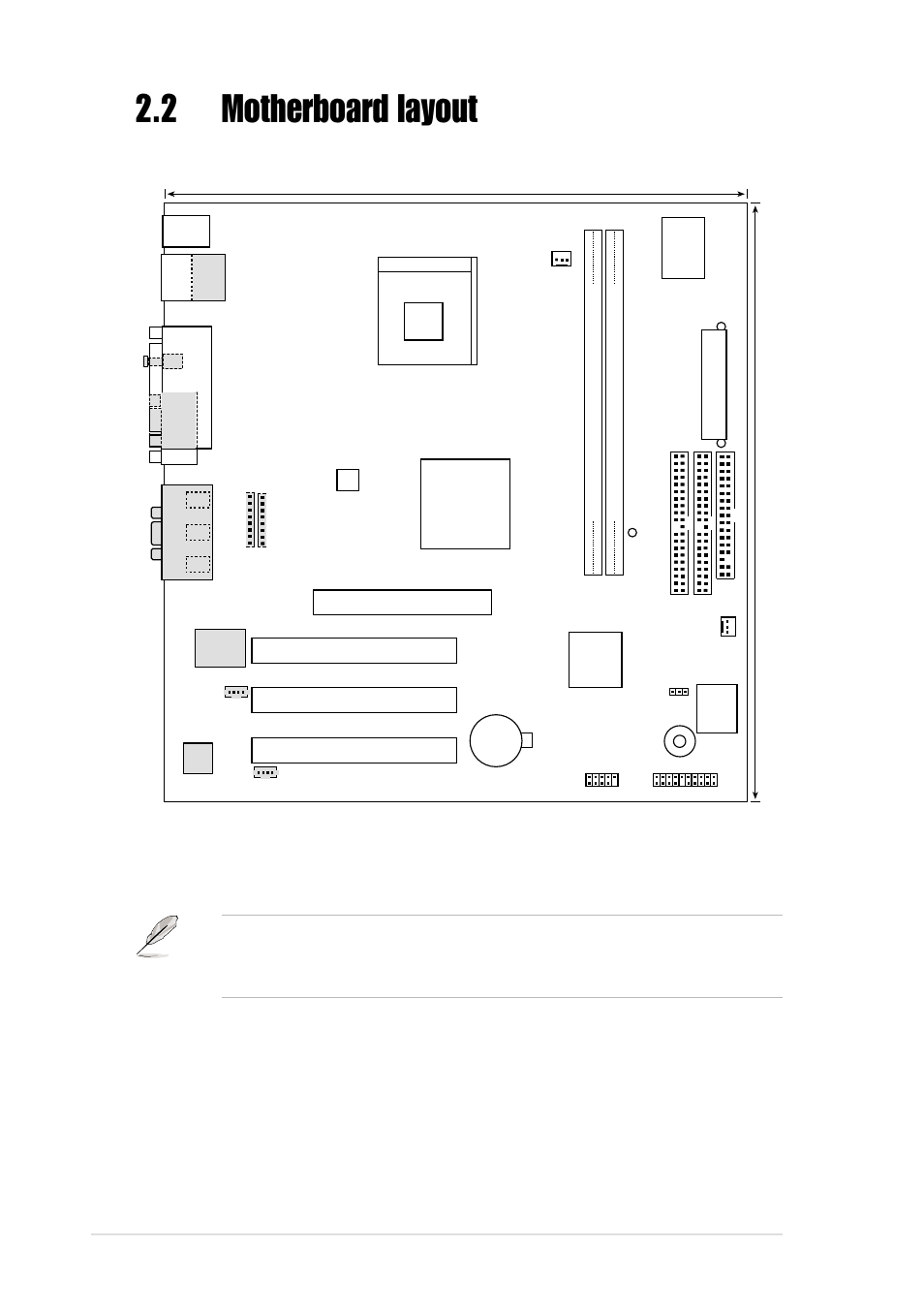 2 motherboard layout, 2 chapter 2: hardware information, Figure 2-2 motherboard layout | Pci1 pci2 pci3, P4b-lx, Intel 845, Multi i/o | Asus P4B-LX User Manual | Page 22 / 108