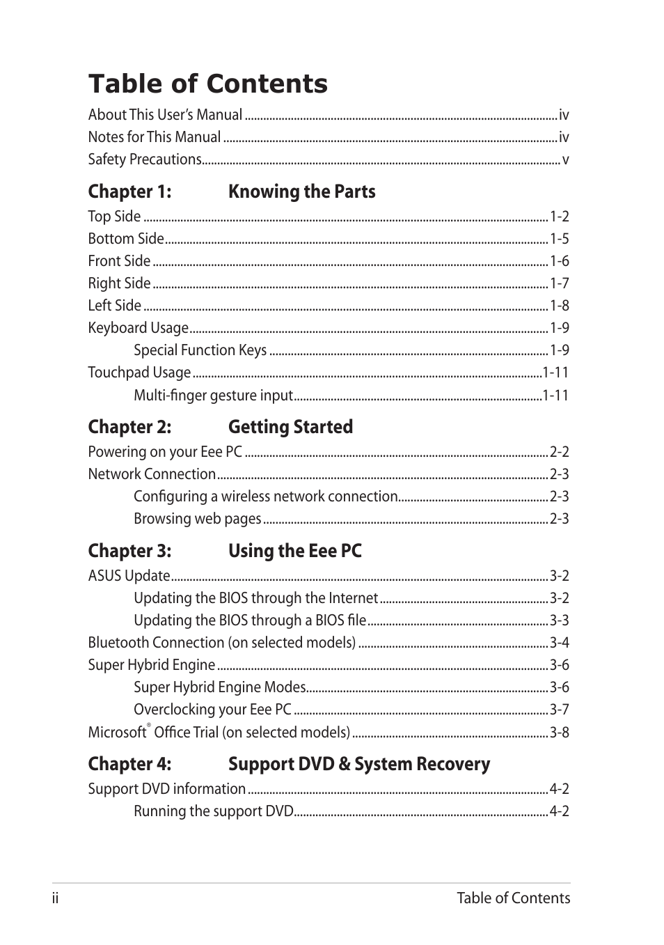 Asus Eee PC 1101HA User Manual | Page 2 / 50