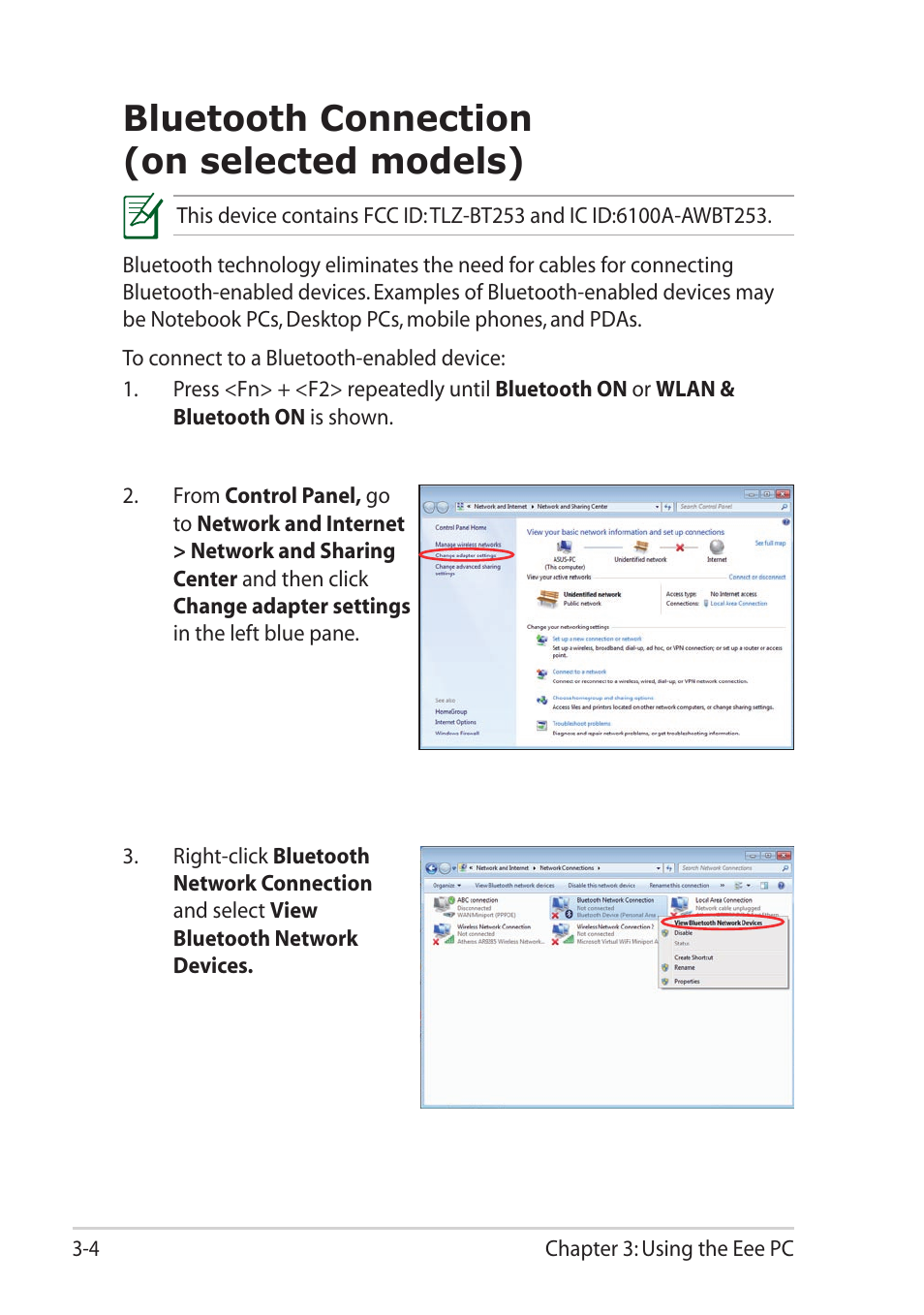 Bluetooth connection (on selected models), Bluetooth connection (on selected models) -4 | Asus Eee PC 1101HA User Manual | Page 28 / 50