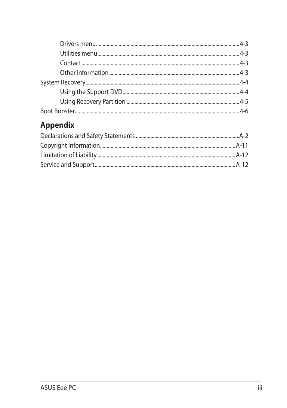 Appendix | Asus Eee PC 1101HA User Manual | Page 3 / 50