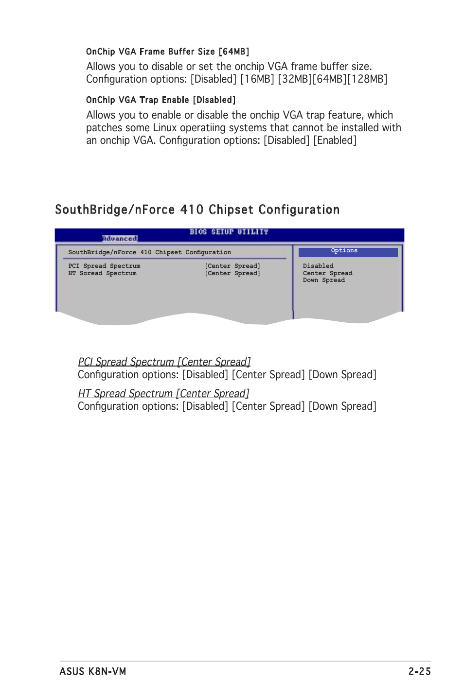 Southbridge/nforce 410 chipset configuration | Asus K8N-VM User Manual | Page 63 / 84