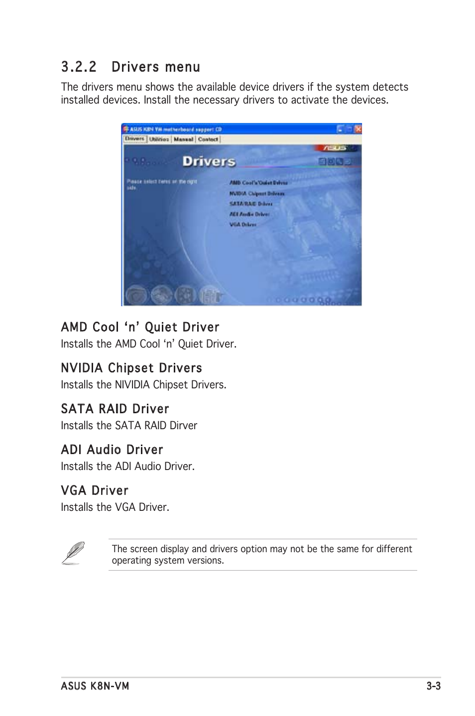 2 drivers menu | Asus K8N-VM User Manual | Page 81 / 84