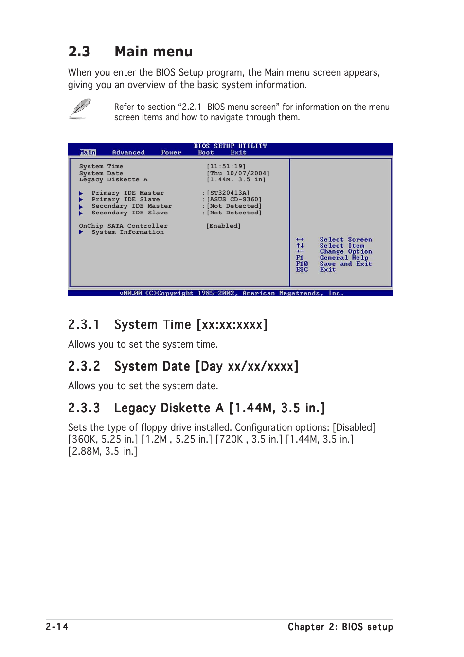 3 main menu | Asus P5S800-VM User Manual | Page 56 / 84