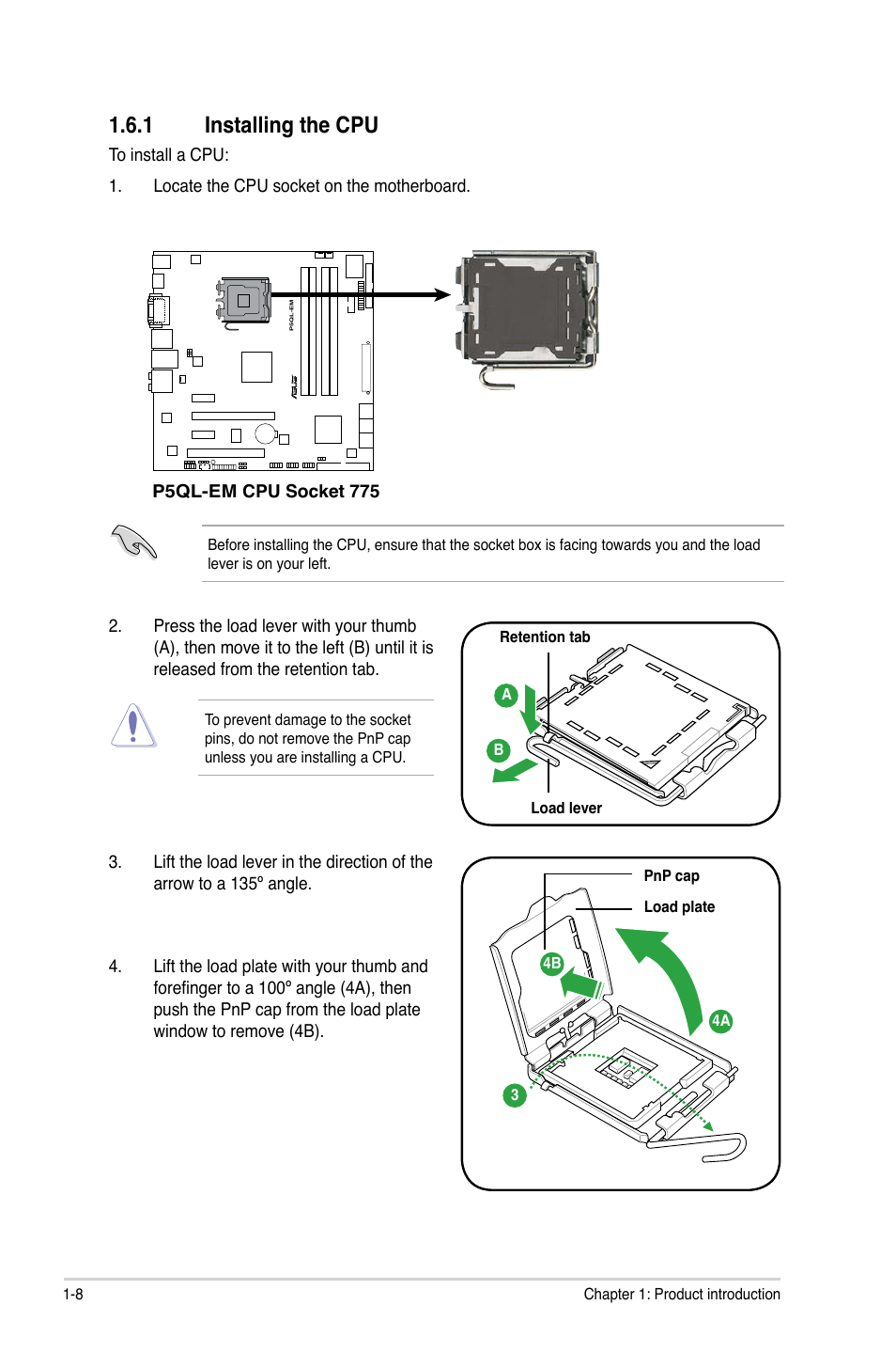 Installing.the.cpu | Asus P5QL-EM User Manual | Page 18 / 64