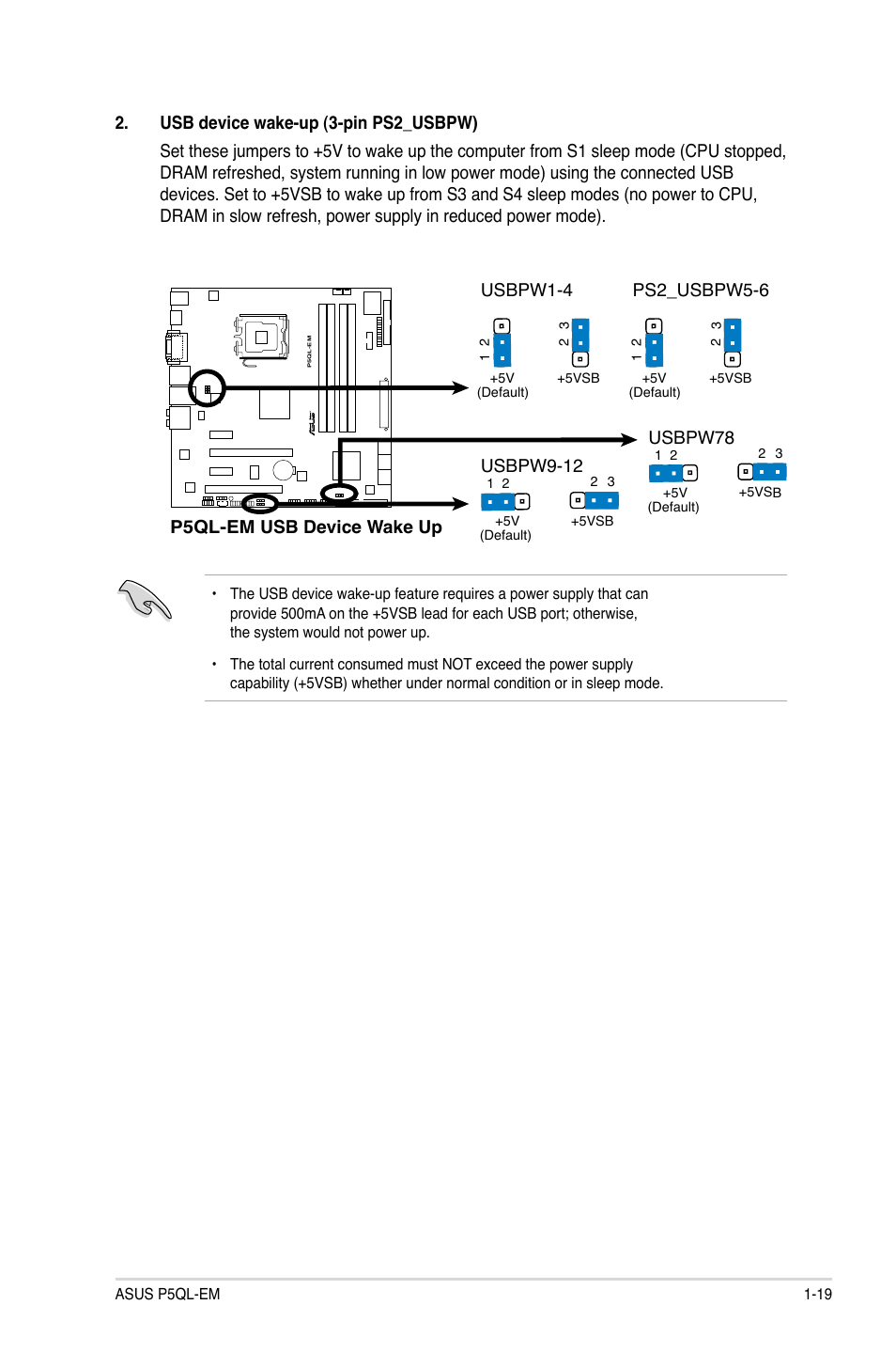 Usbpw1-4, Ps2_usbpw5-6, Usbpw9-12 | Usbpw78 | Asus P5QL-EM User Manual | Page 29 / 64