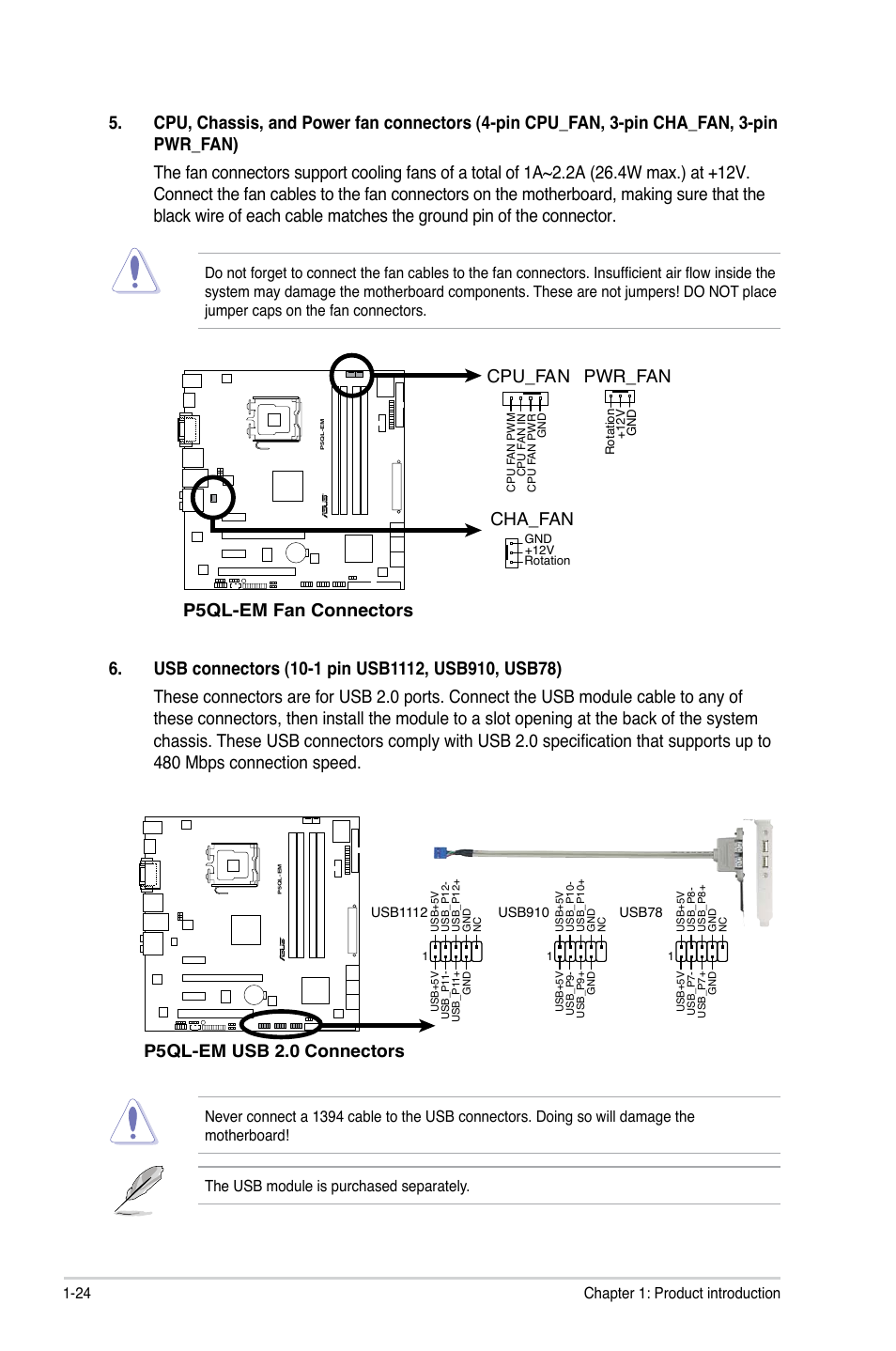 P5ql-em.fan.connectors, Cpu_fan, Pwr_fan | Cha_fan | Asus P5QL-EM User Manual | Page 34 / 64