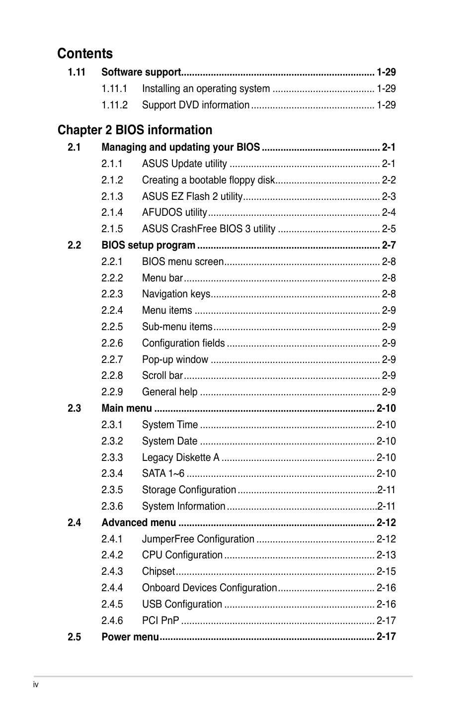 Asus P5QL-EM User Manual | Page 4 / 64