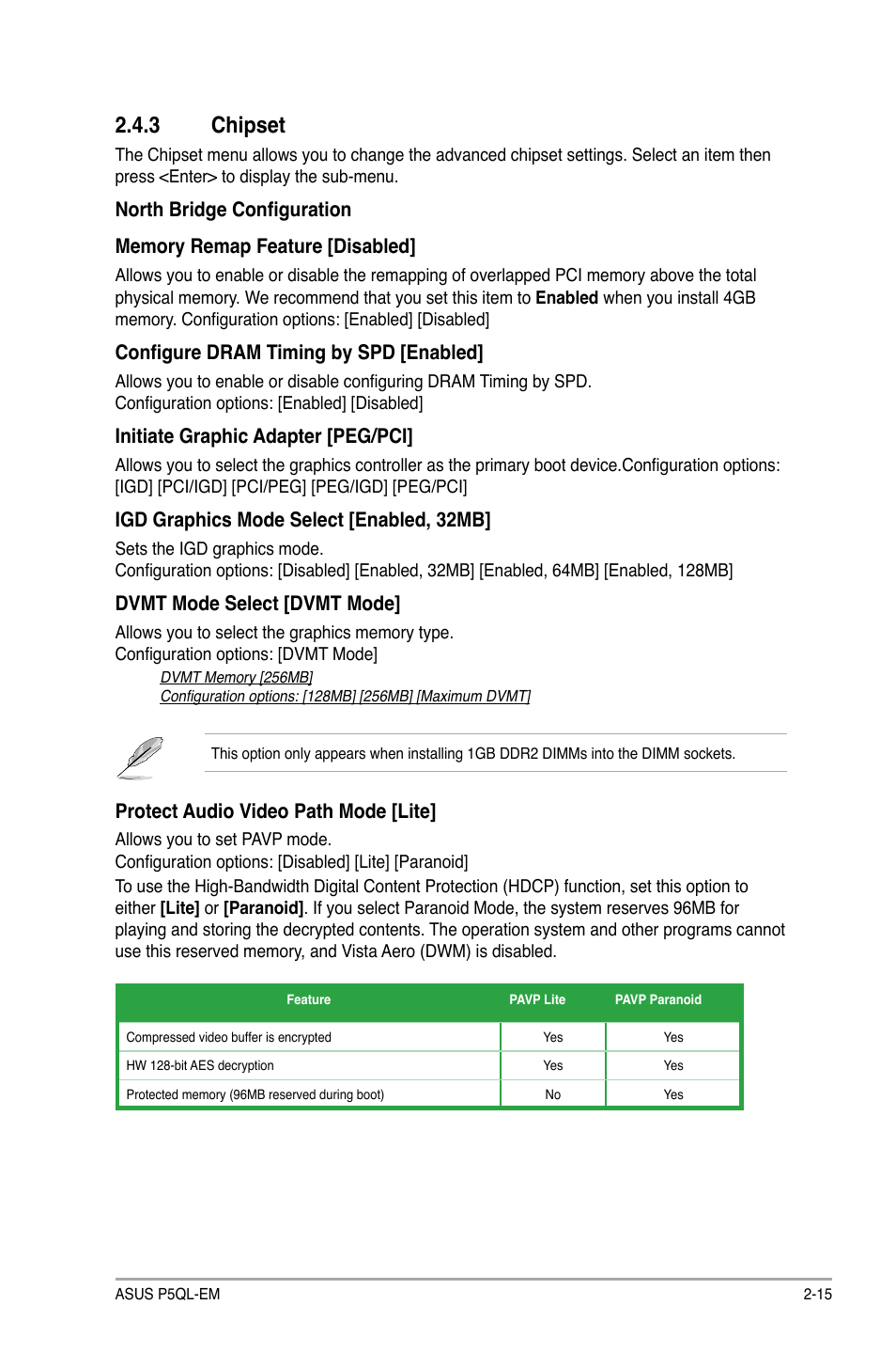 Chipset | Asus P5QL-EM User Manual | Page 55 / 64