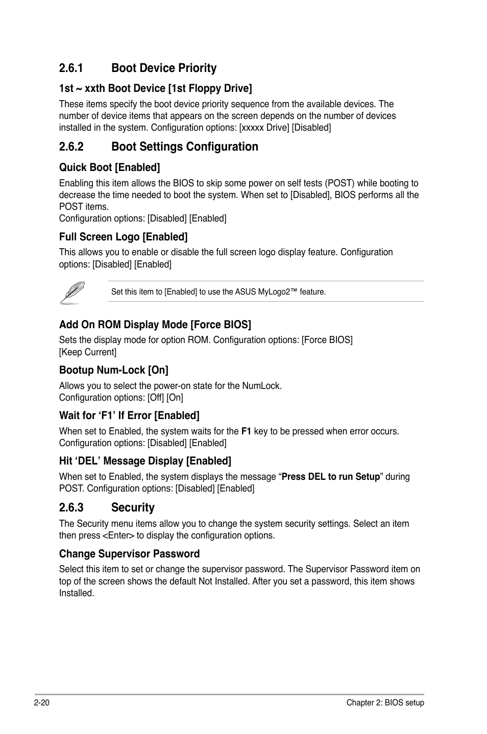 Boot.device.priority, 2 boot settings configuration, Security | Asus P5QL-EM User Manual | Page 60 / 64