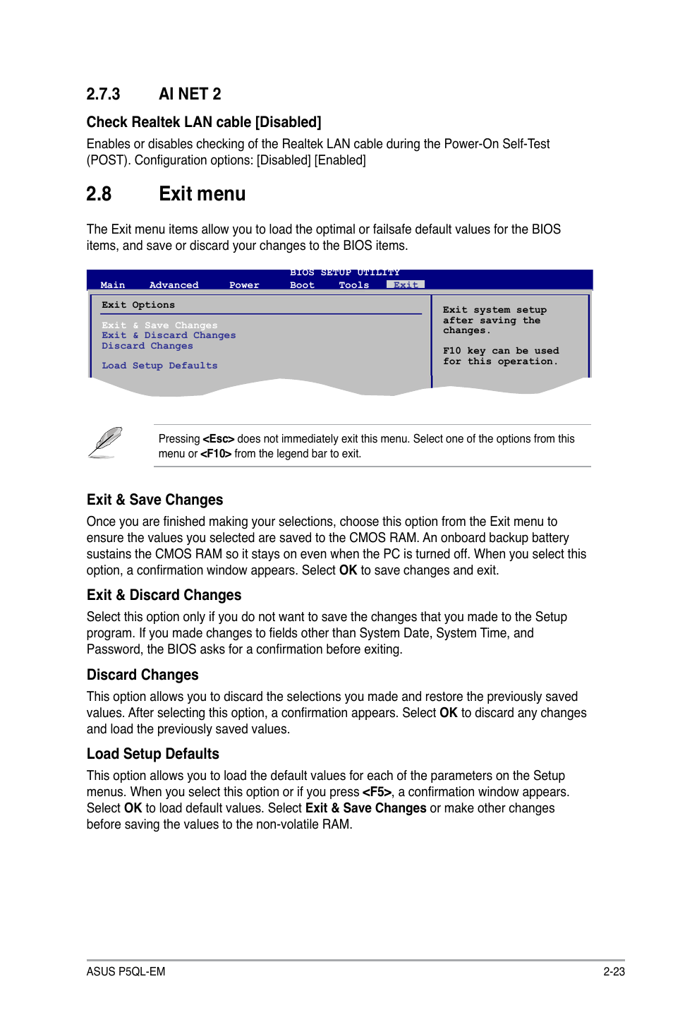 Exit.menu | Asus P5QL-EM User Manual | Page 63 / 64