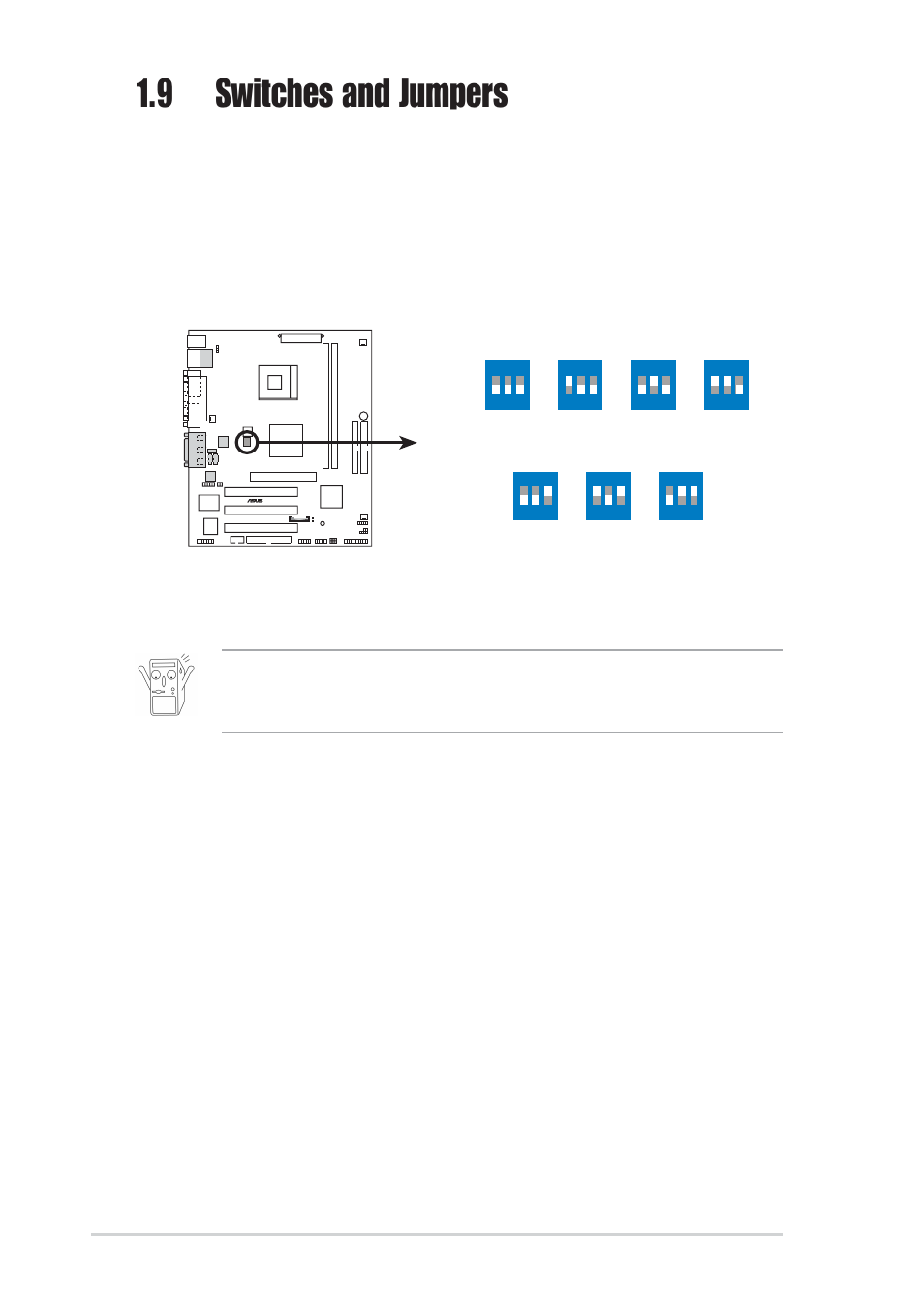 9 switches and jumpers, 10 chapter 1: motherboard information | Asus P4SGL-MX User Manual | Page 20 / 64