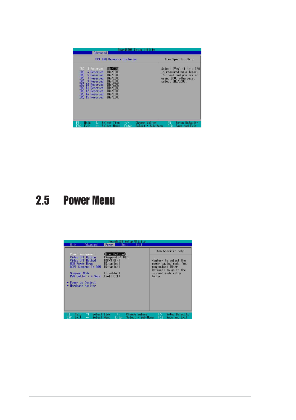 5 power menu | Asus P4SGL-MX User Manual | Page 49 / 64