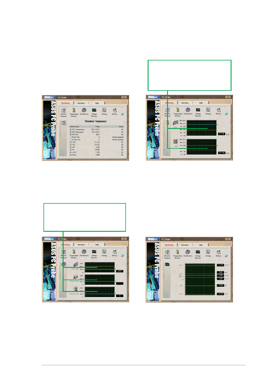 Using asus pc probe | Asus P4SGL-MX User Manual | Page 62 / 64