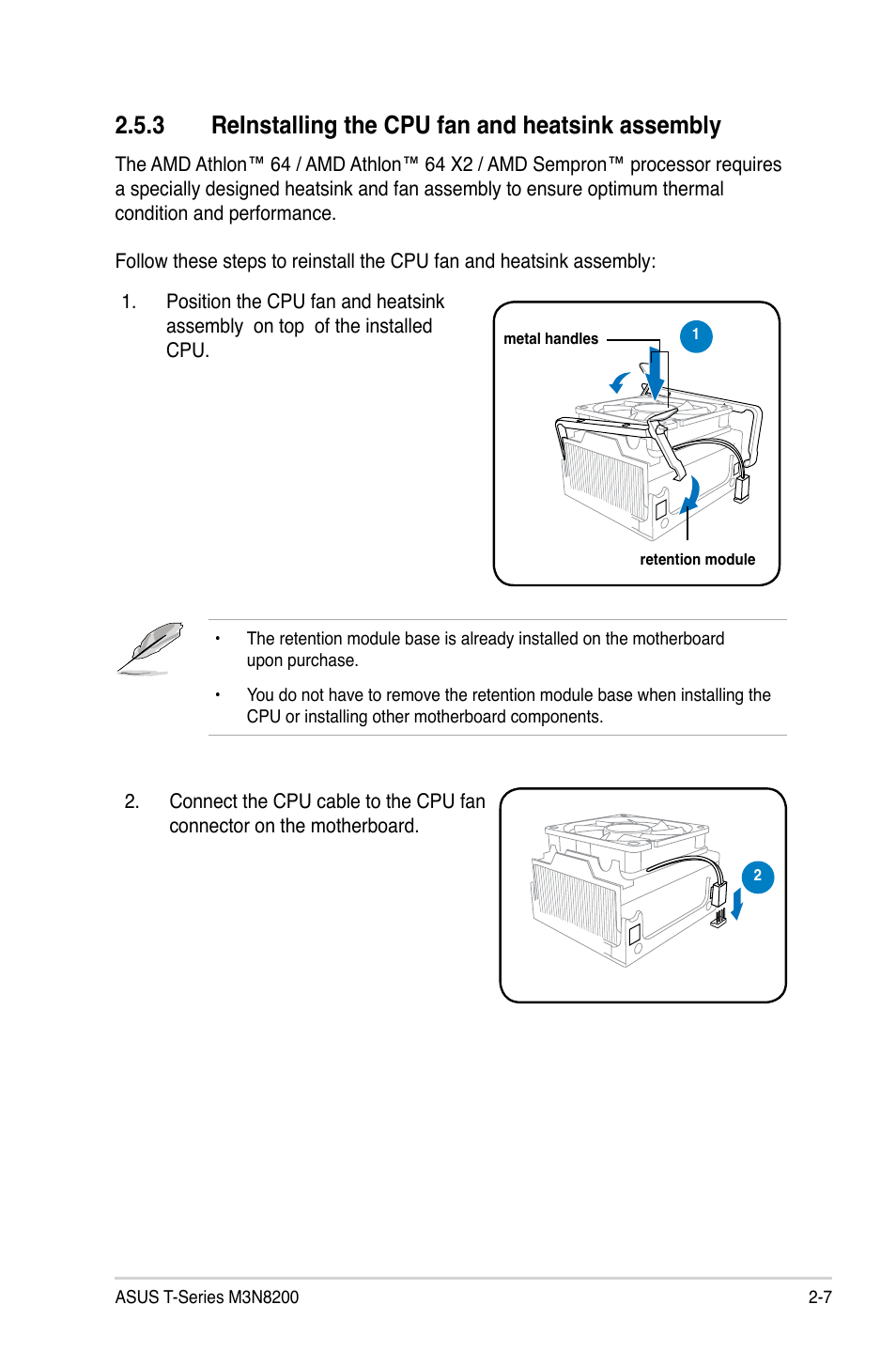 3 reinstalling the cpu fan and heatsink assembly | Asus T4-M3N8200 User Manual | Page 25 / 92