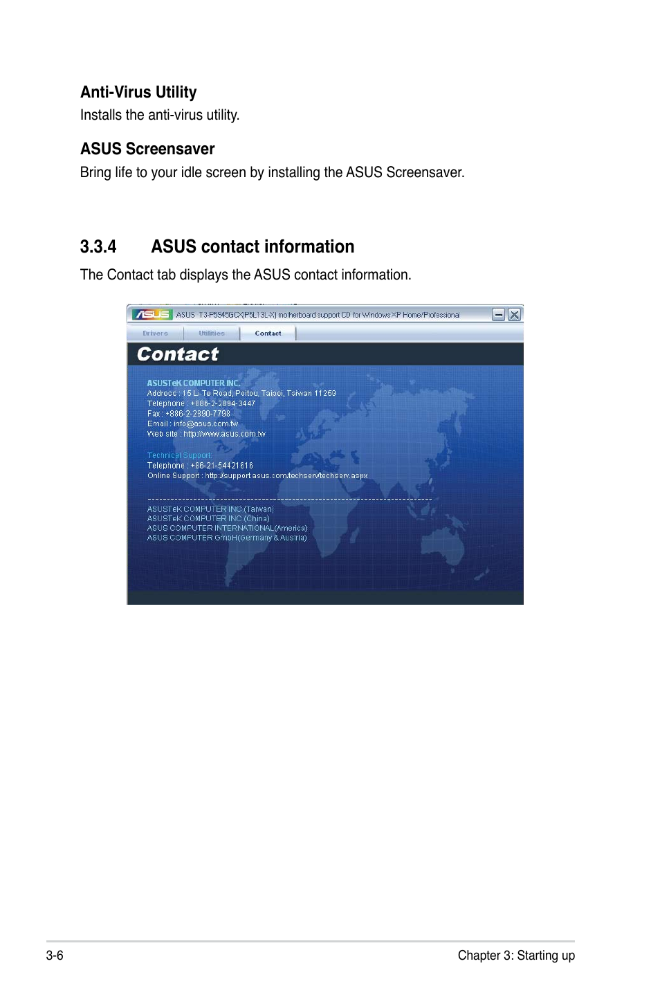 4 asus contact information | Asus T4-M3N8200 User Manual | Page 42 / 92