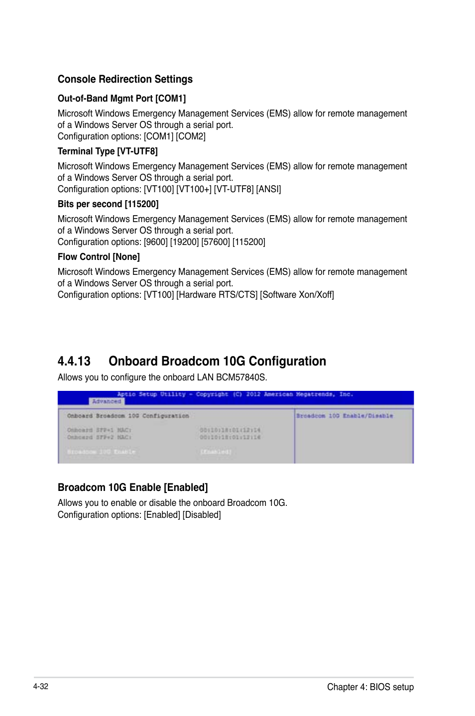 Onboard broadcom 10g configuration -32, 13 onboard broadcom 10g configuration | Asus Z9PE-D16-10G/DUAL User Manual | Page 100 / 202