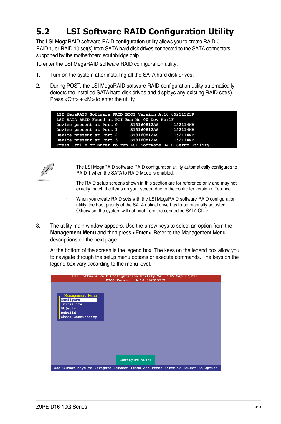 2 lsi software raid configuration utility, Lsi software raid configuration utility -5, 2 lsi software raid configuration utility | Asus Z9PE-D16-10G/DUAL User Manual | Page 123 / 202