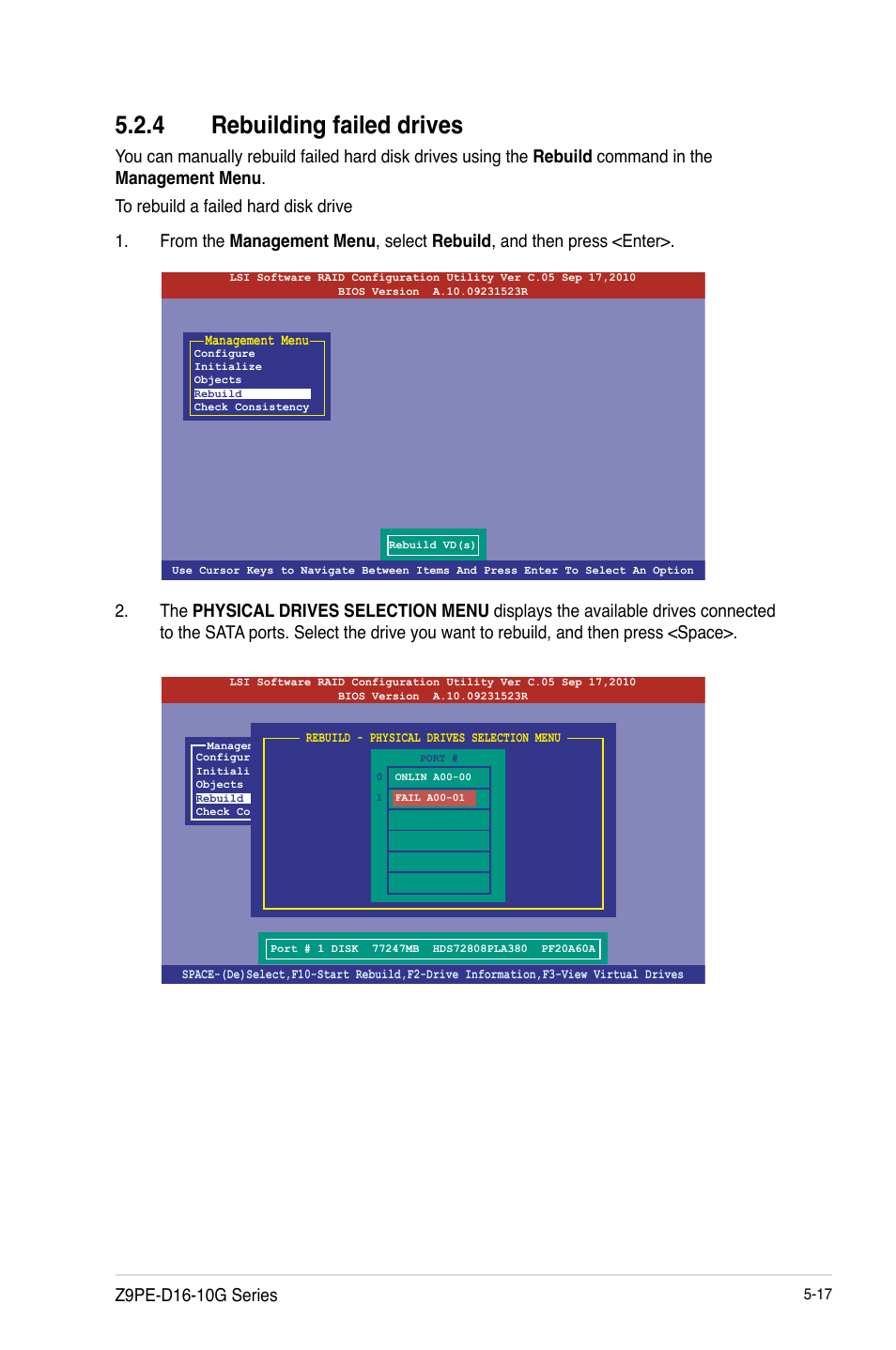 Rebuilding failed drives -17, 4 rebuilding failed drives | Asus Z9PE-D16-10G/DUAL User Manual | Page 135 / 202