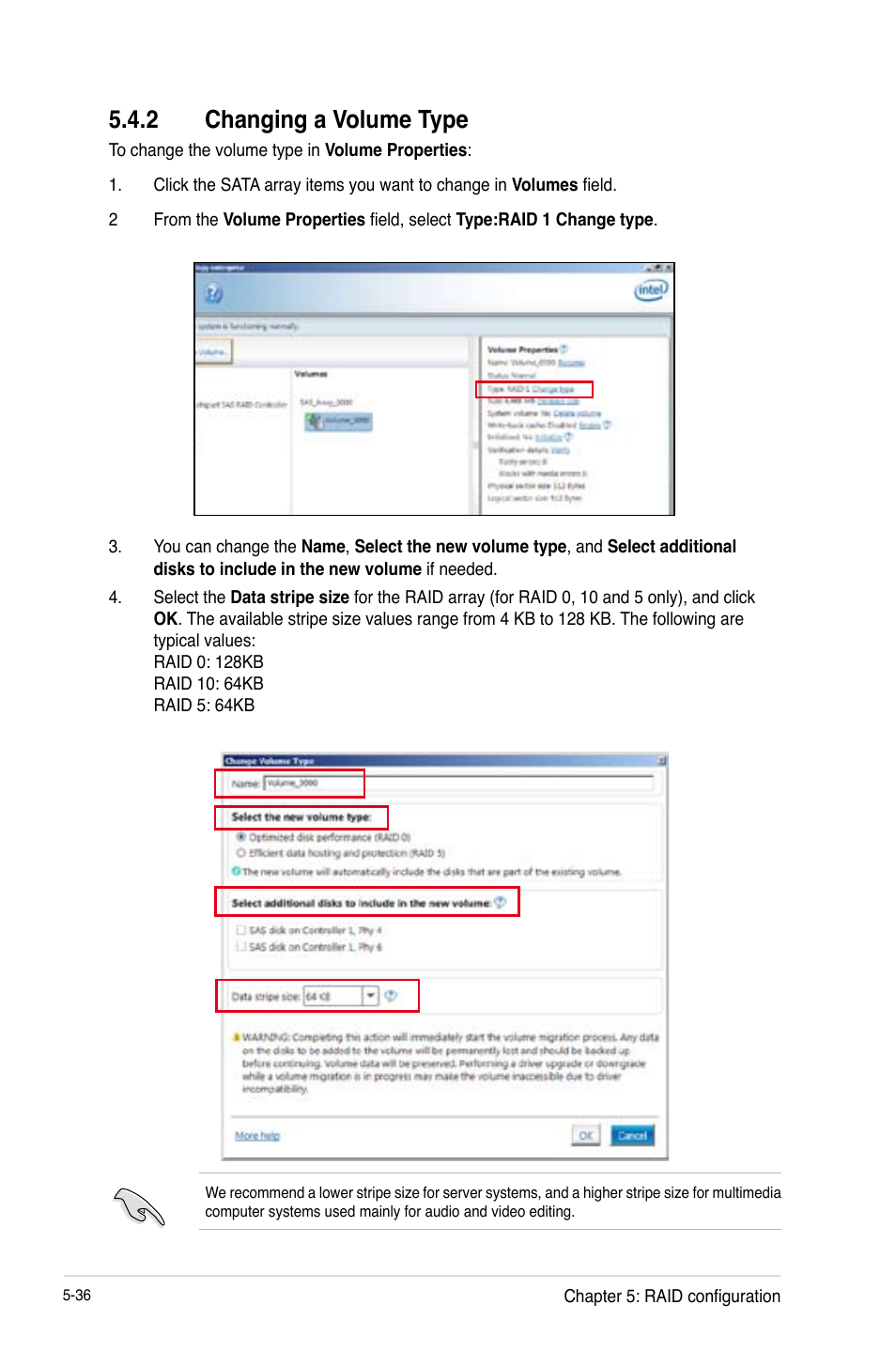 Changing a volume type -36, 2 changing a volume type | Asus Z9PE-D16-10G/DUAL User Manual | Page 154 / 202