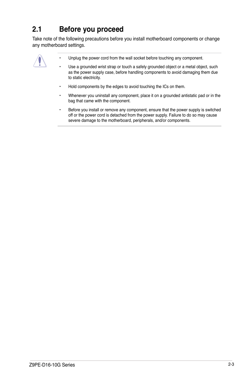 1 before you proceed, Before you proceed -3 | Asus Z9PE-D16-10G/DUAL User Manual | Page 23 / 202