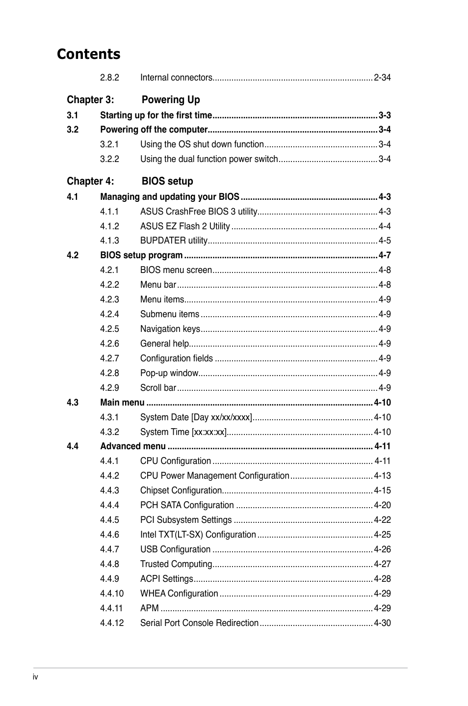 Asus Z9PE-D16-10G/DUAL User Manual | Page 4 / 202