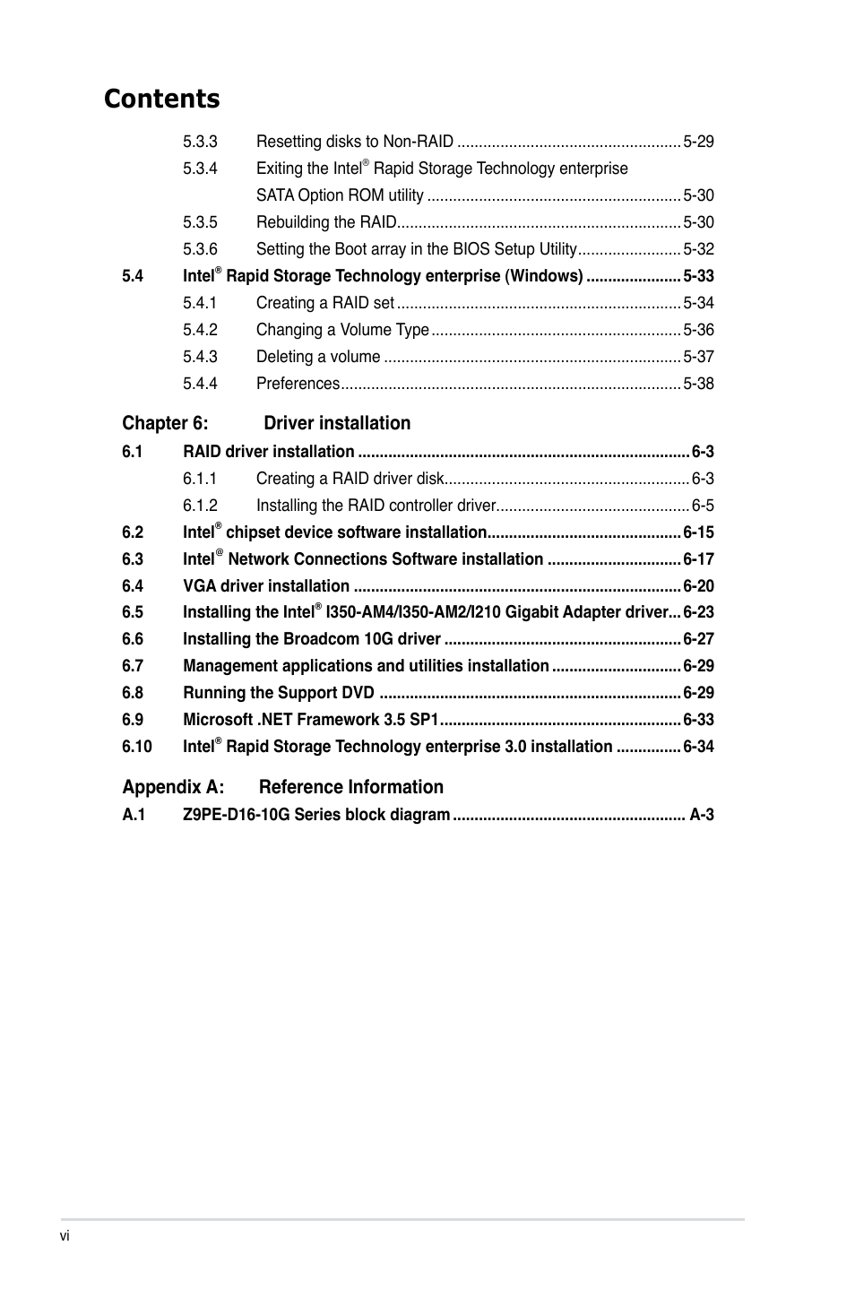 Asus Z9PE-D16-10G/DUAL User Manual | Page 6 / 202