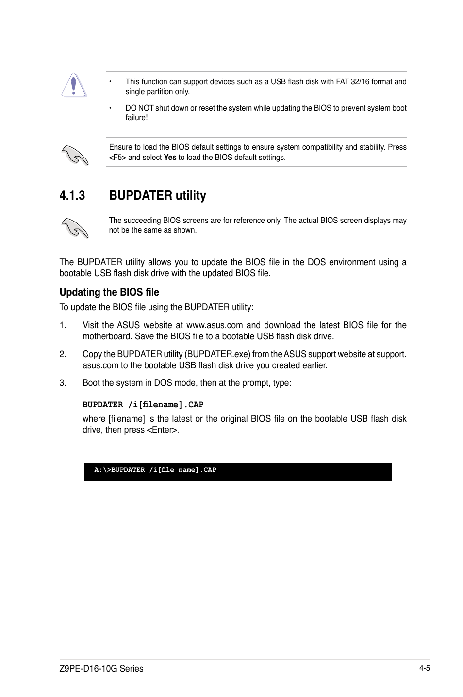 Bupdater utility -5, 3 bupdater utility | Asus Z9PE-D16-10G/DUAL User Manual | Page 73 / 202