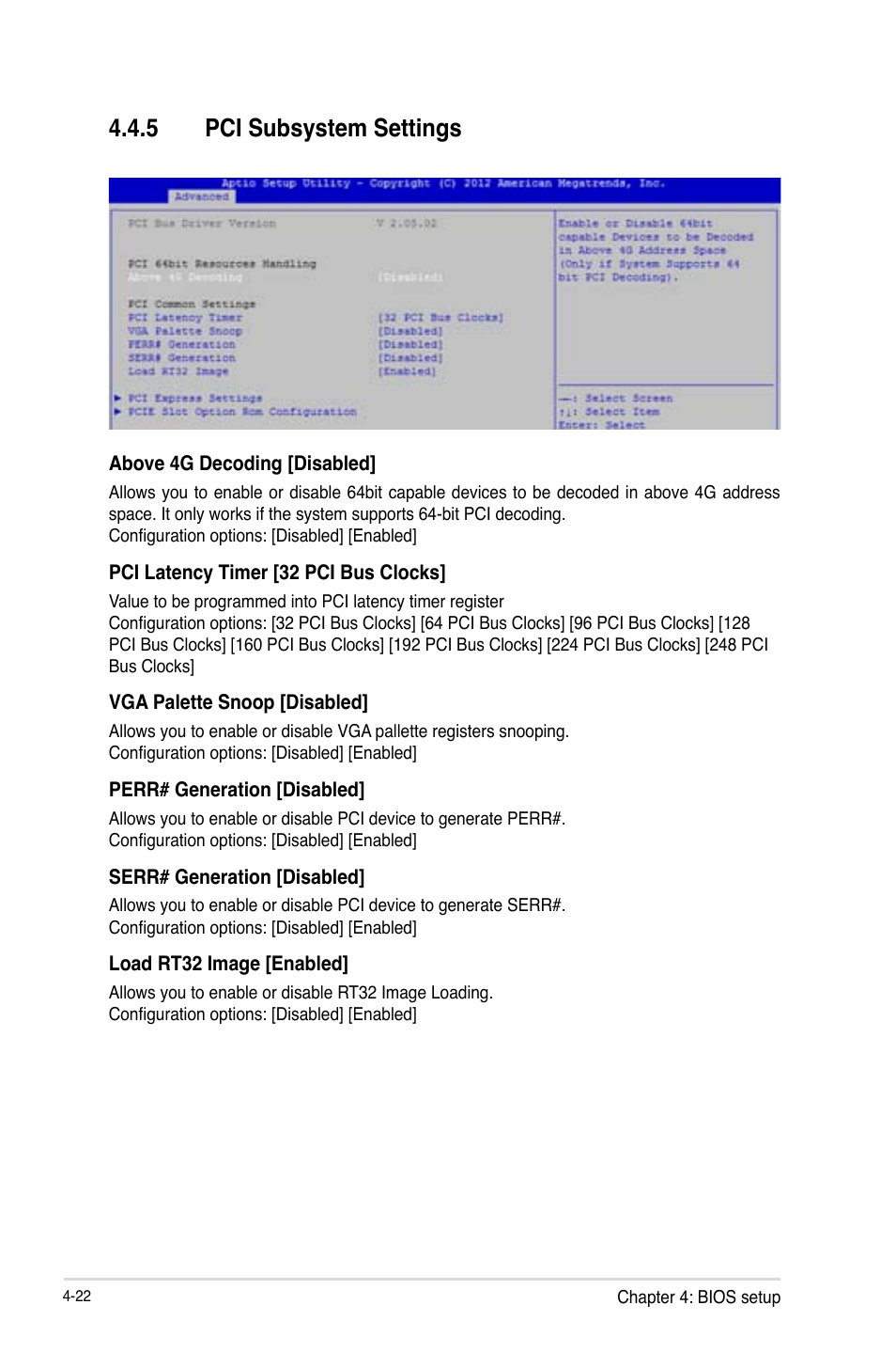 Pci subsystem settings -22, 5 pci subsystem settings | Asus Z9PE-D16-10G/DUAL User Manual | Page 90 / 202