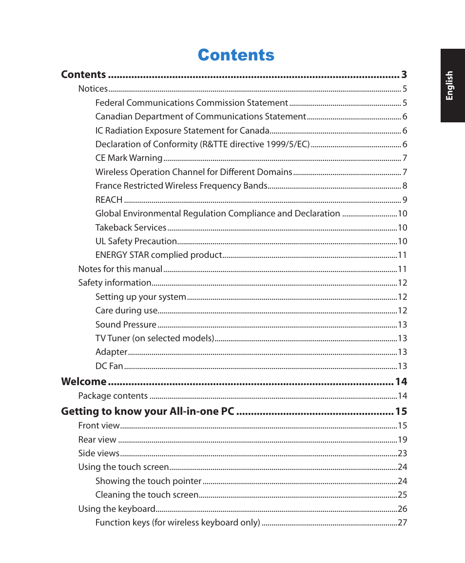 Asus ET2011ET User Manual | Page 3 / 44