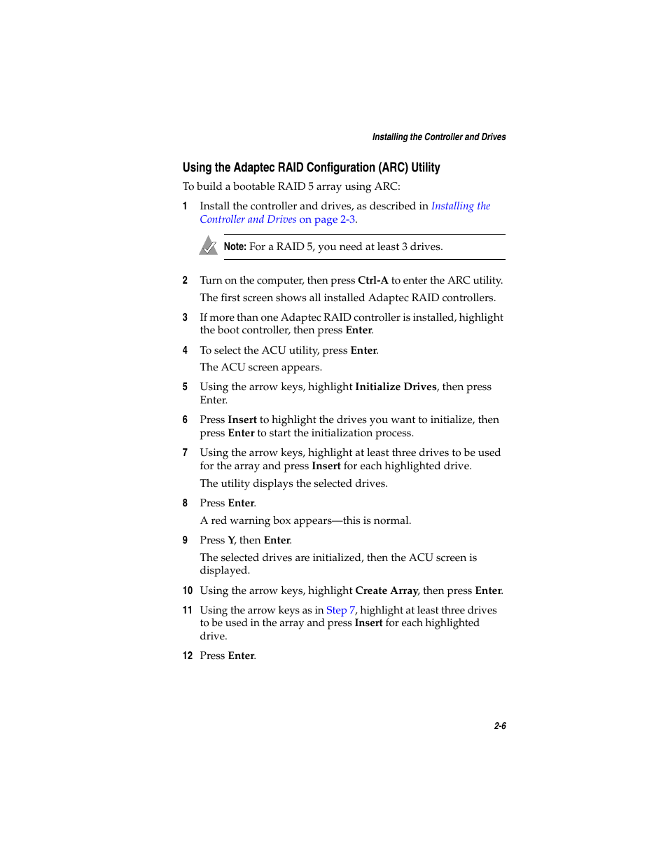 Using the adaptec raid configuration (arc) utility | Asus Adaptec 2025 ZCR User Manual | Page 34 / 169