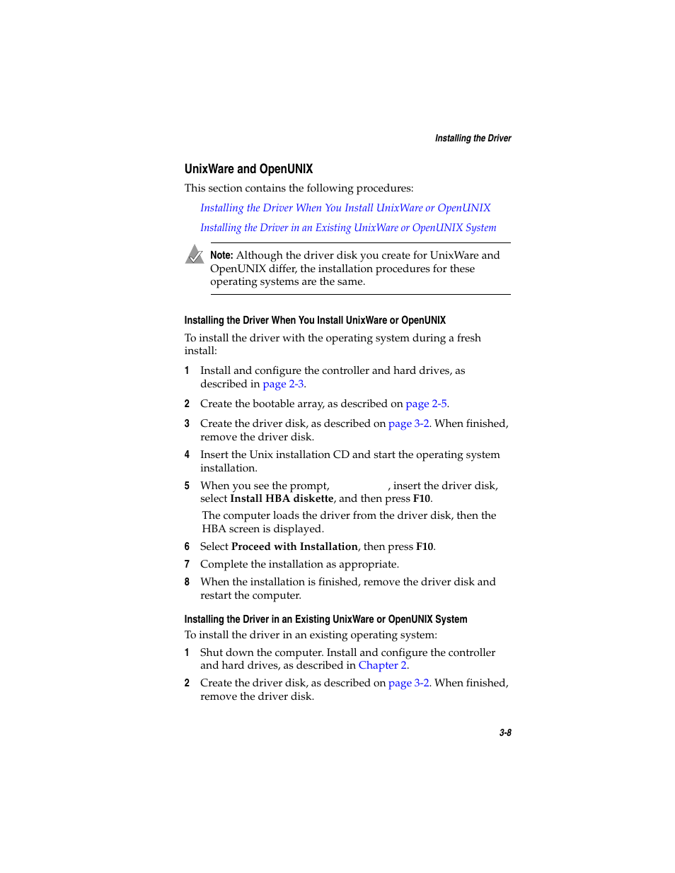 Unixware and openunix, Unixware and openunix 3-8 | Asus Adaptec 2025 ZCR User Manual | Page 45 / 169