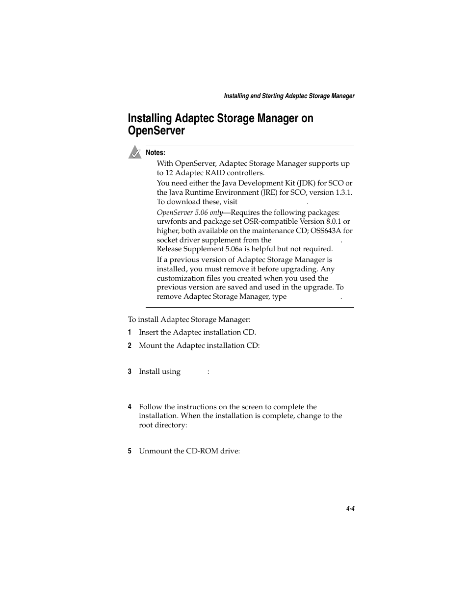 Installing adaptec storage manager on openserver | Asus Adaptec 2025 ZCR User Manual | Page 53 / 169