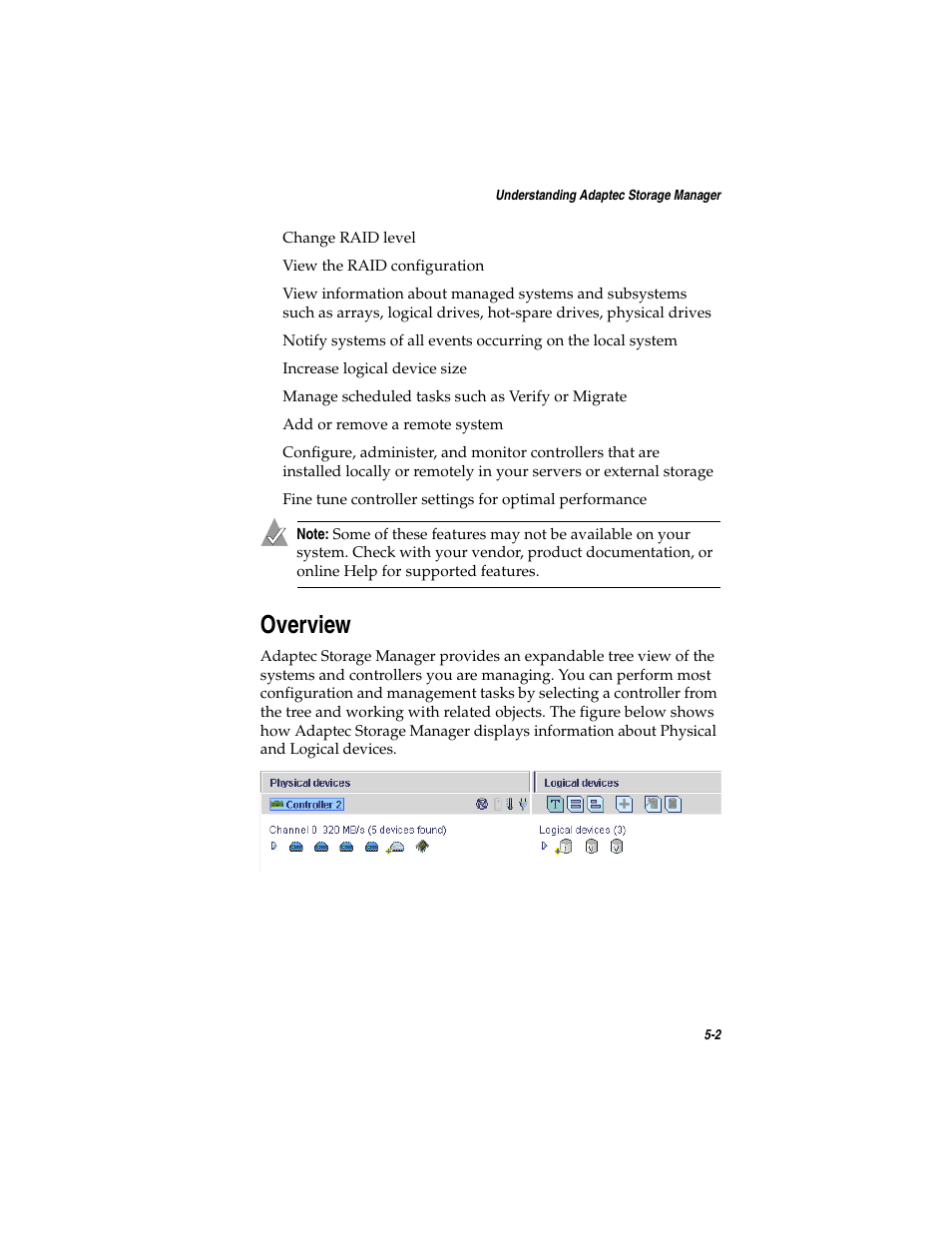 Overview, Overview 5-2 | Asus Adaptec 2025 ZCR User Manual | Page 62 / 169