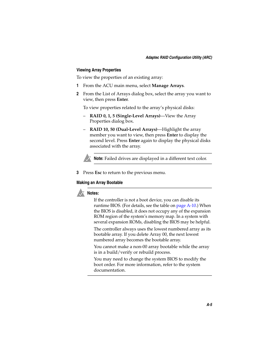 Viewing array properties, Making an array bootable | Asus Adaptec 2025 ZCR User Manual | Page 70 / 169