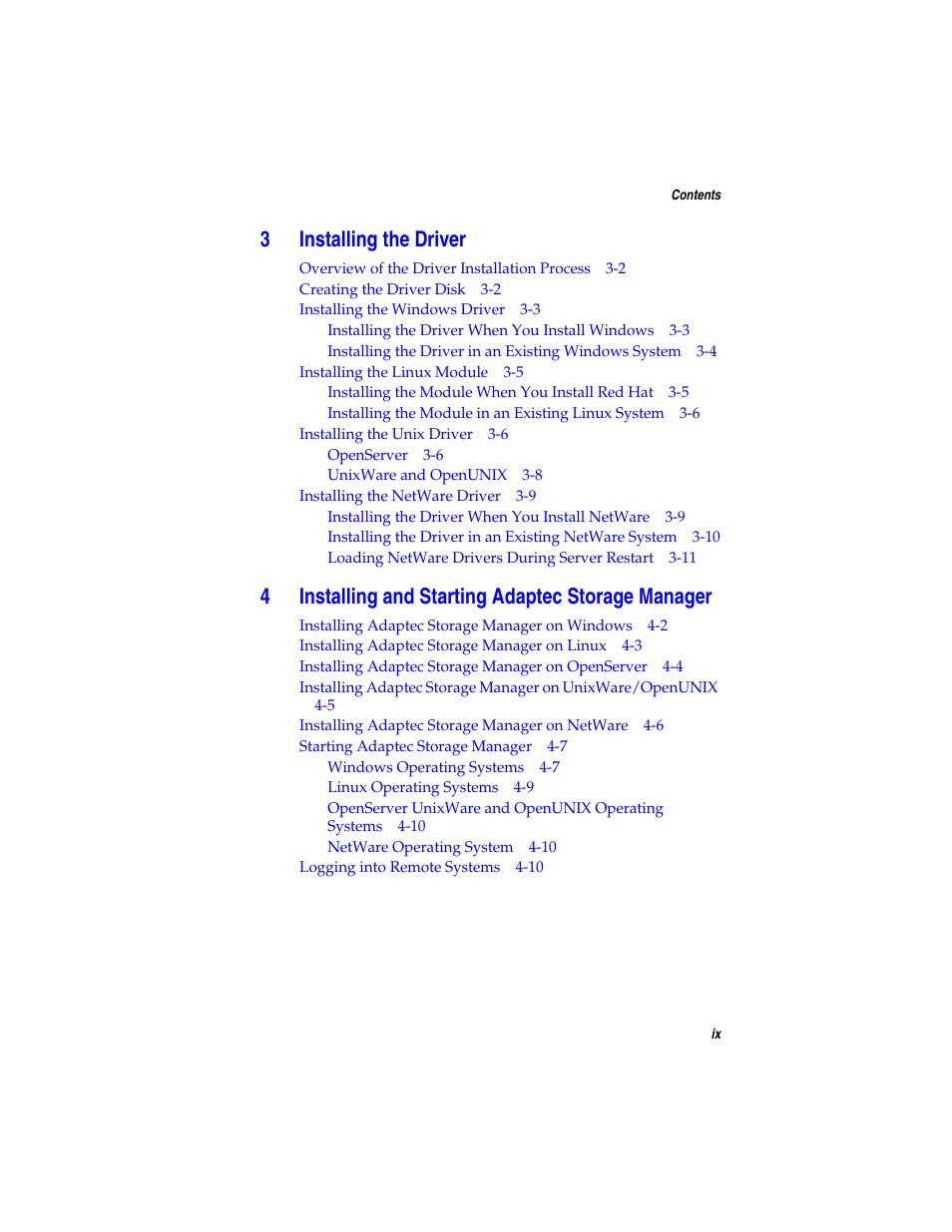 3installing the driver, 4installing and starting adaptec storage manager | Asus Adaptec 2025 ZCR User Manual | Page 9 / 169
